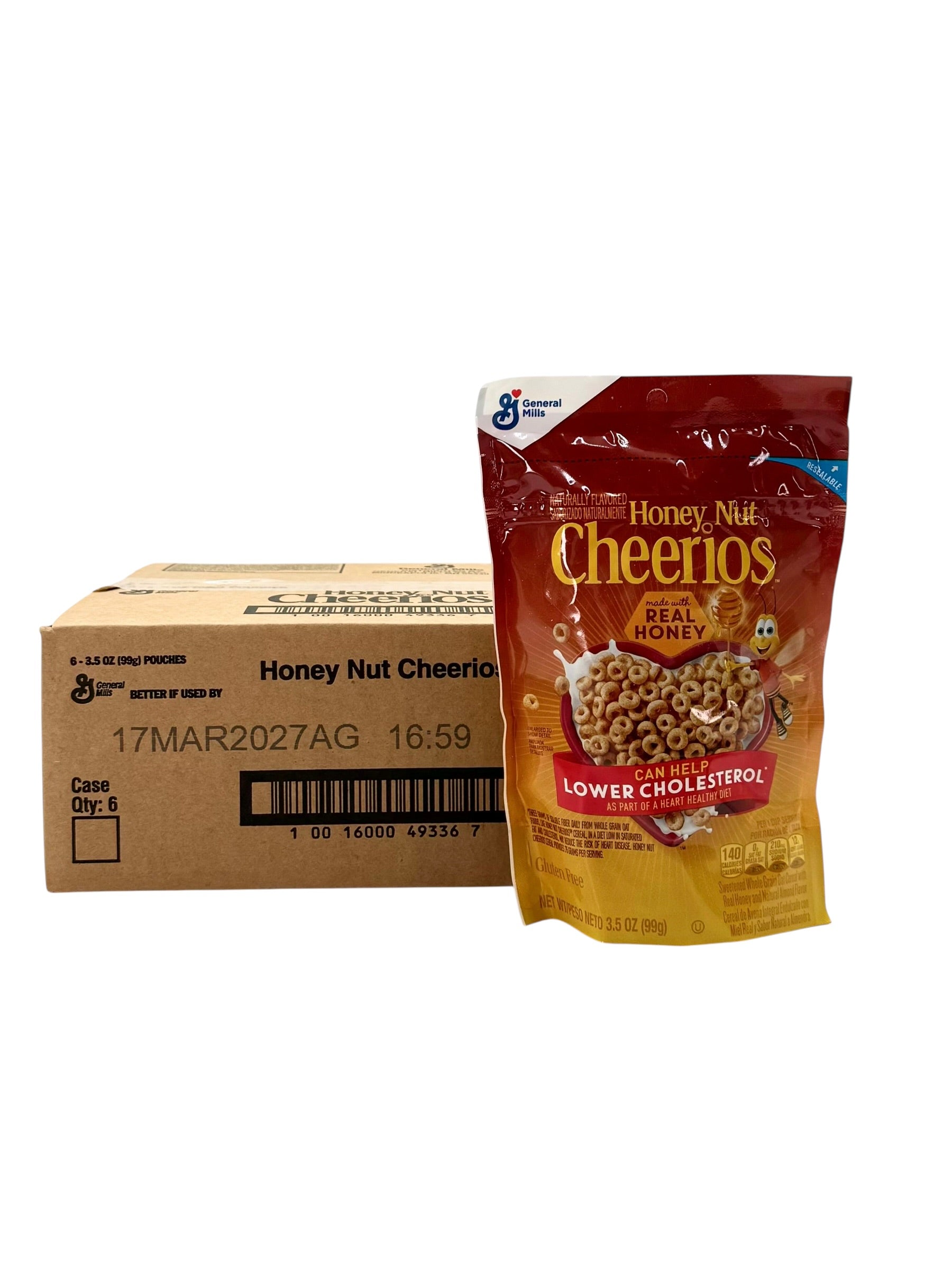 Honey Nut Cheerios - 3.5 oz. Bag, Case of 6 Bags