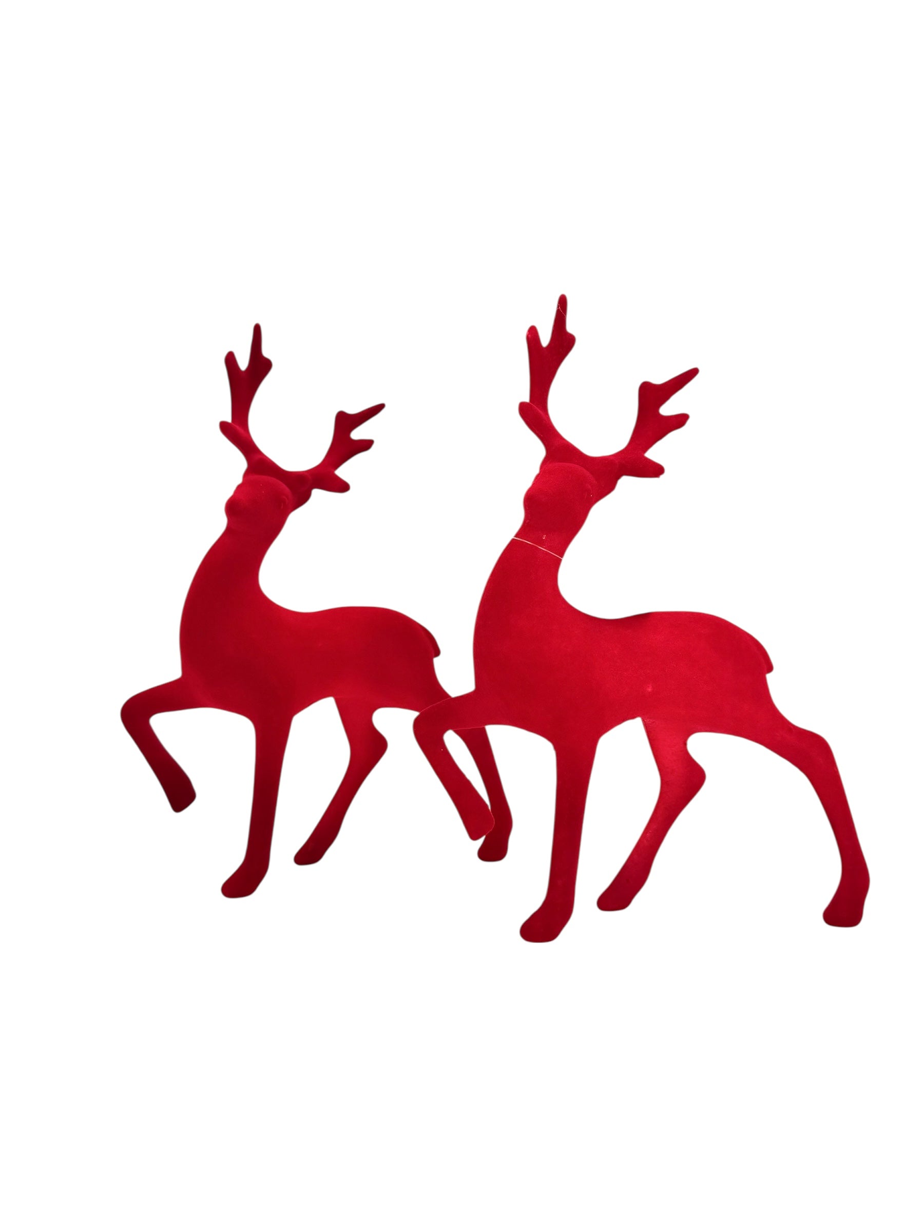 Flocked Red Reindeer, Set of 2