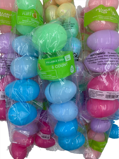 Easter Eggs, Empty, Plastic, Box of Assorted types and sizes.