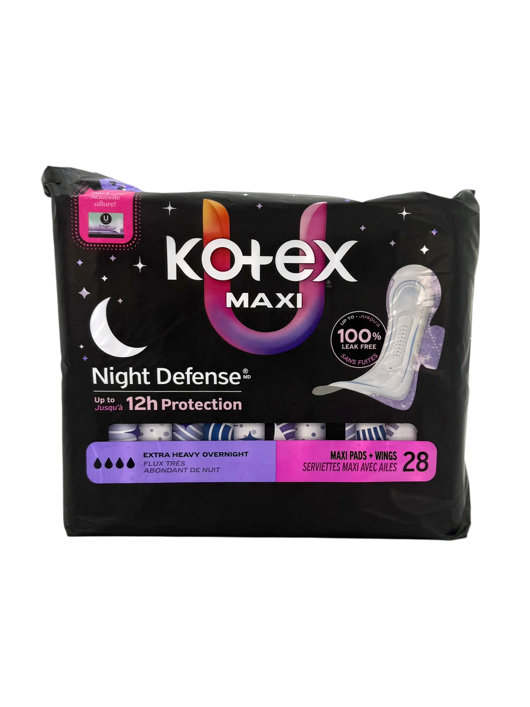 Kotex Overnight Maxi Pads, Pack of 28