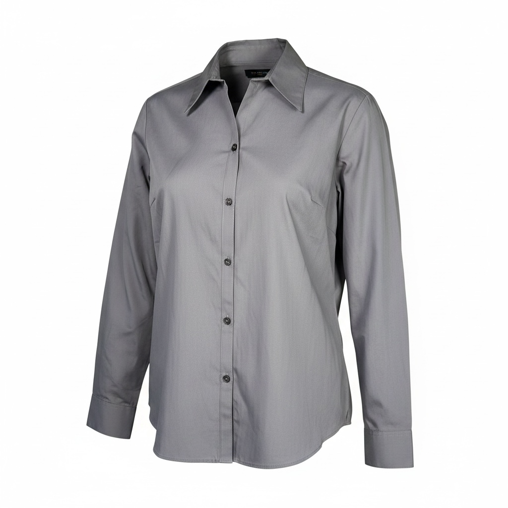 Van Heusen Women's Long Sleeve Button Down Shirt, Slate Gray