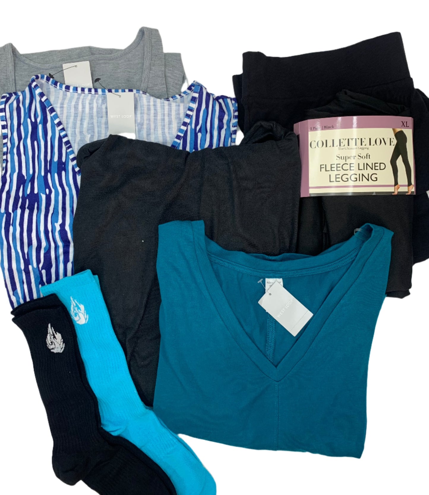 Women's Closet Kit: Includes 4 tops/dresses, 2 bottoms, 2 pairs of socks. Assorted styles and colors.