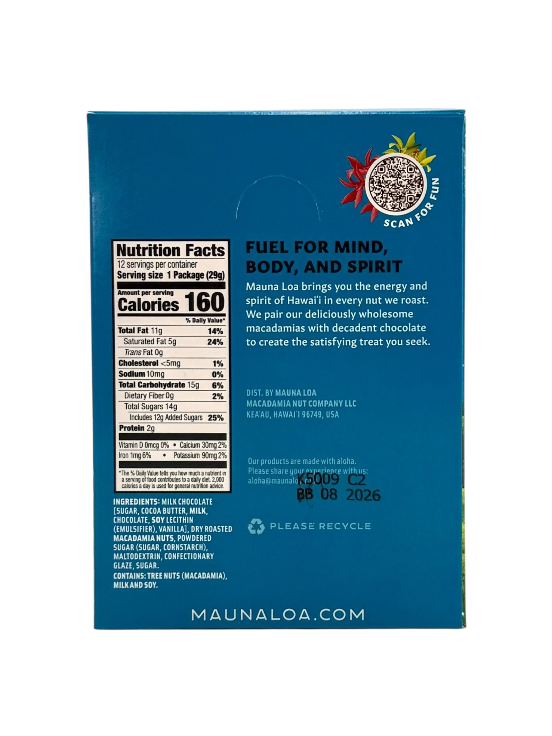 Mauna Loa Chocolate Covered Macadamia Nuts, Case of 144 1-oz. Packs