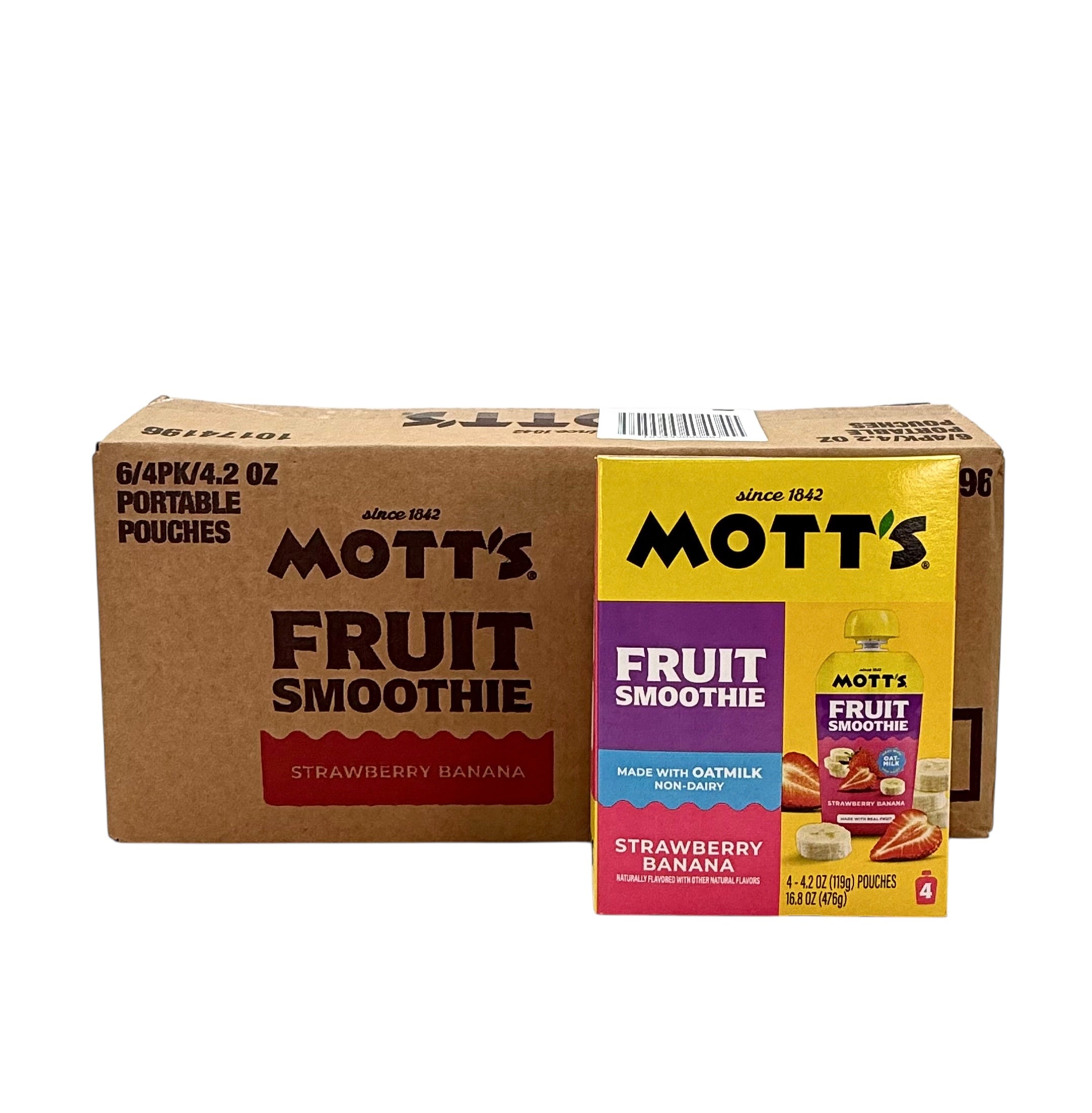 Mott's Strawberry Banana Fruit Smoothie, Case of 24 Pouches