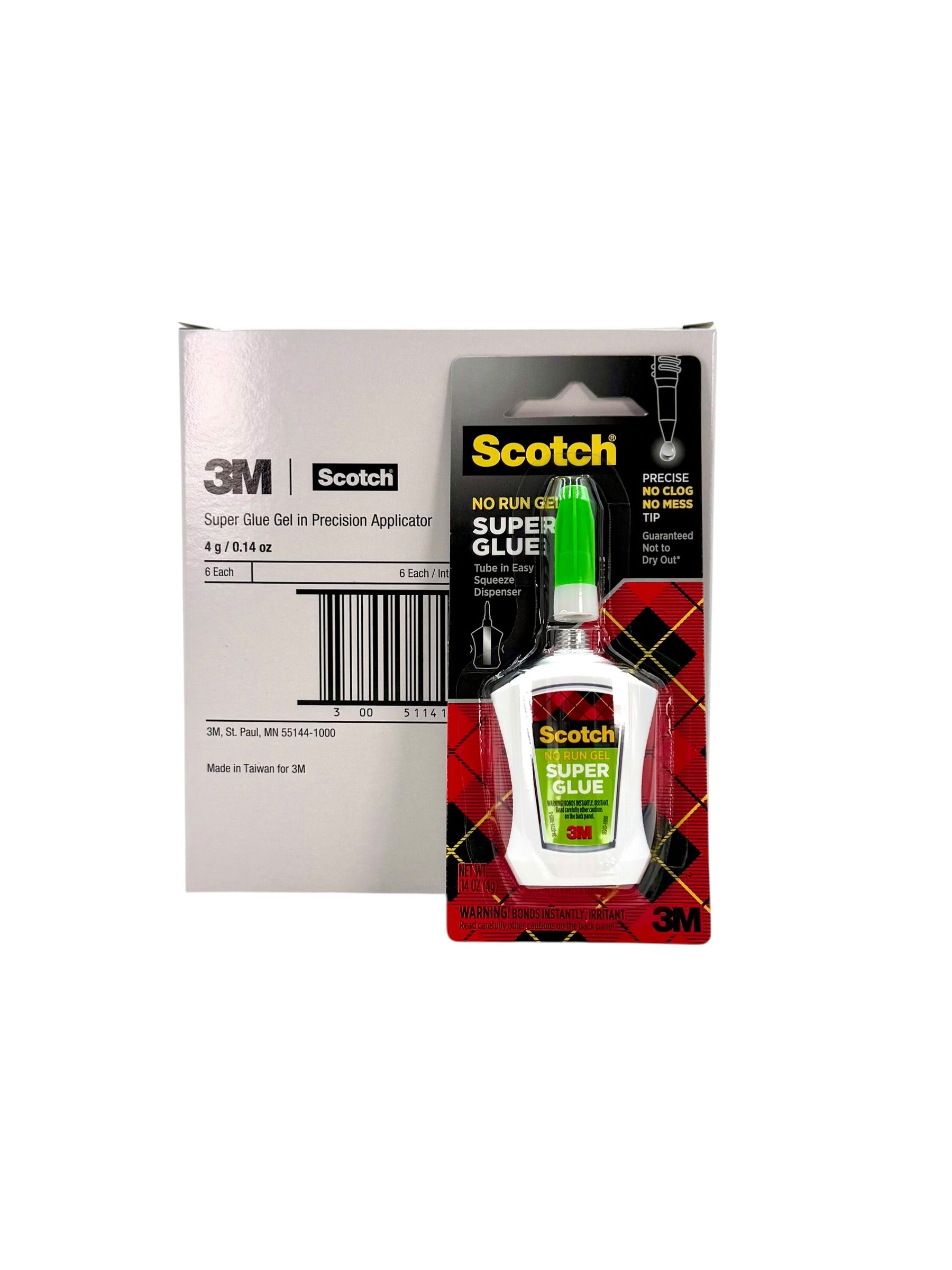 Scotch No Run Gel Super Glue, .14 oz. Bottle - Pack of 6