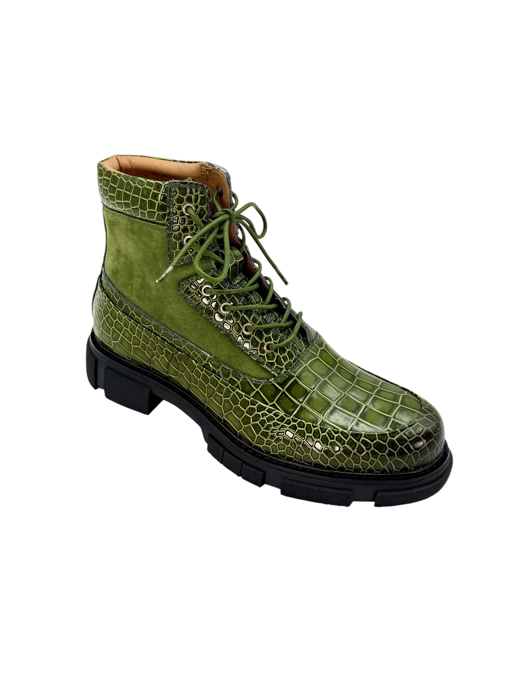 Men's Green Crocskin Leather Boots, Marc Nolan Brand