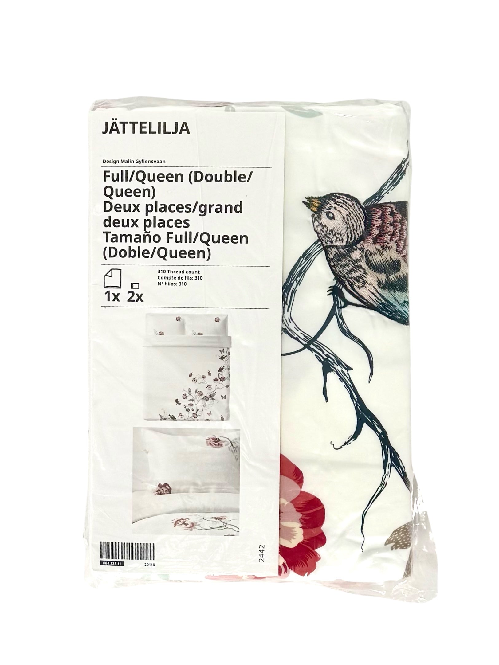 White Floral Duvet Cover and Pillowcases Set, Full / Queen - IKEA Jättelilja
