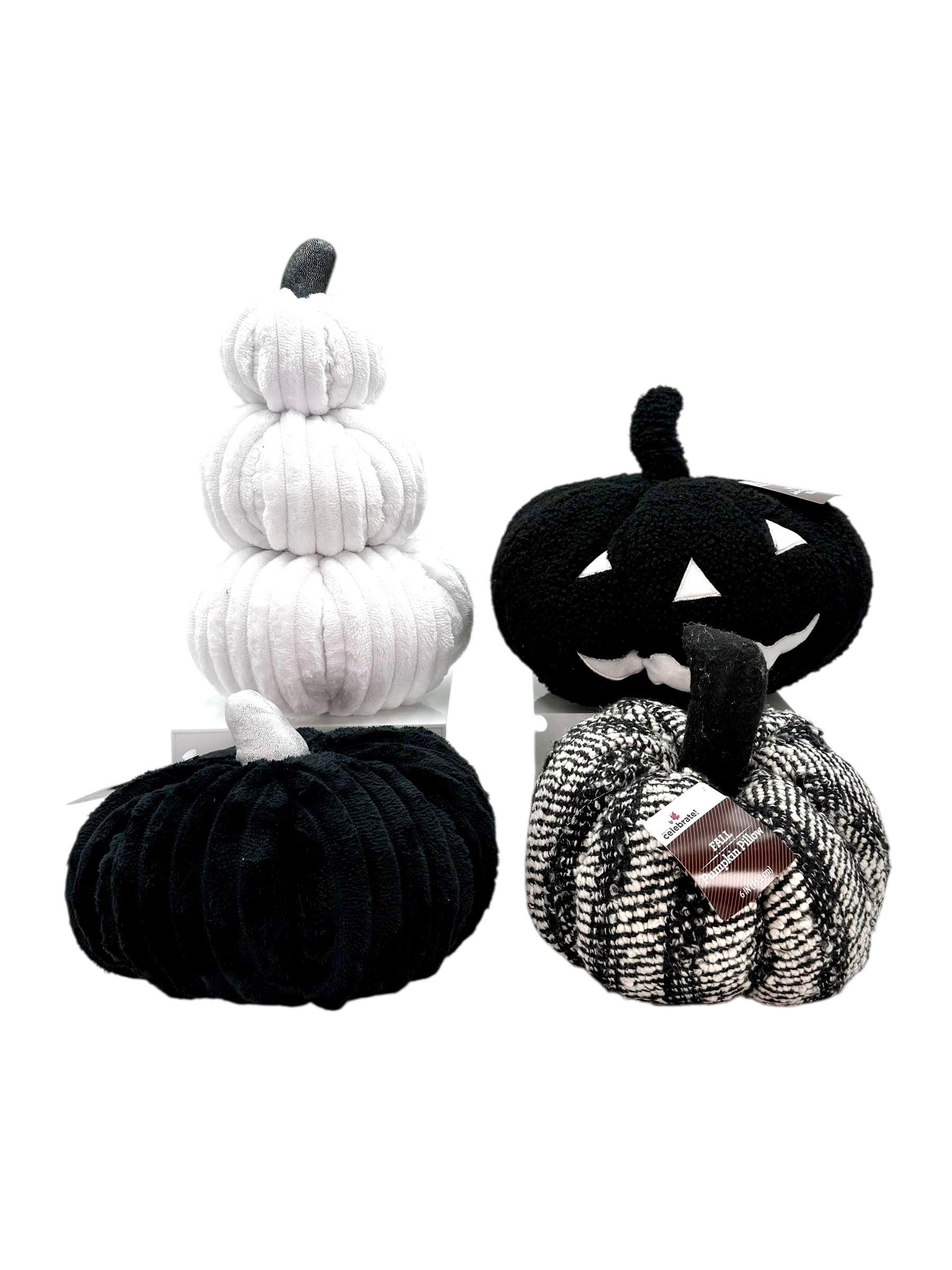 Plush Pumpkin, Assorted Black & White Colors & Styles