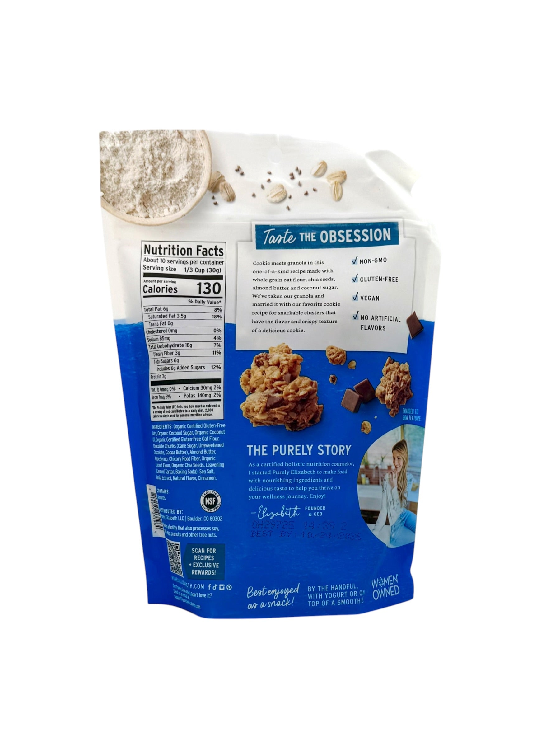 Chocolate Chip Cookie Granola, Purely Elizabeth - 11 oz. Bag, Case of 6 Bags