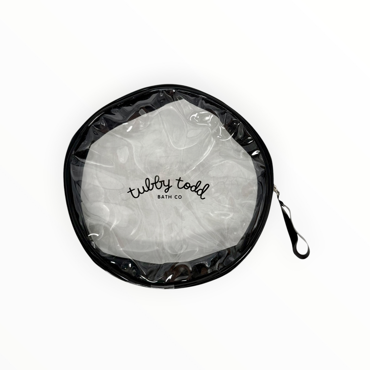 7 Inch Round Clear Zipper Pouch, Tubby Todd Branded