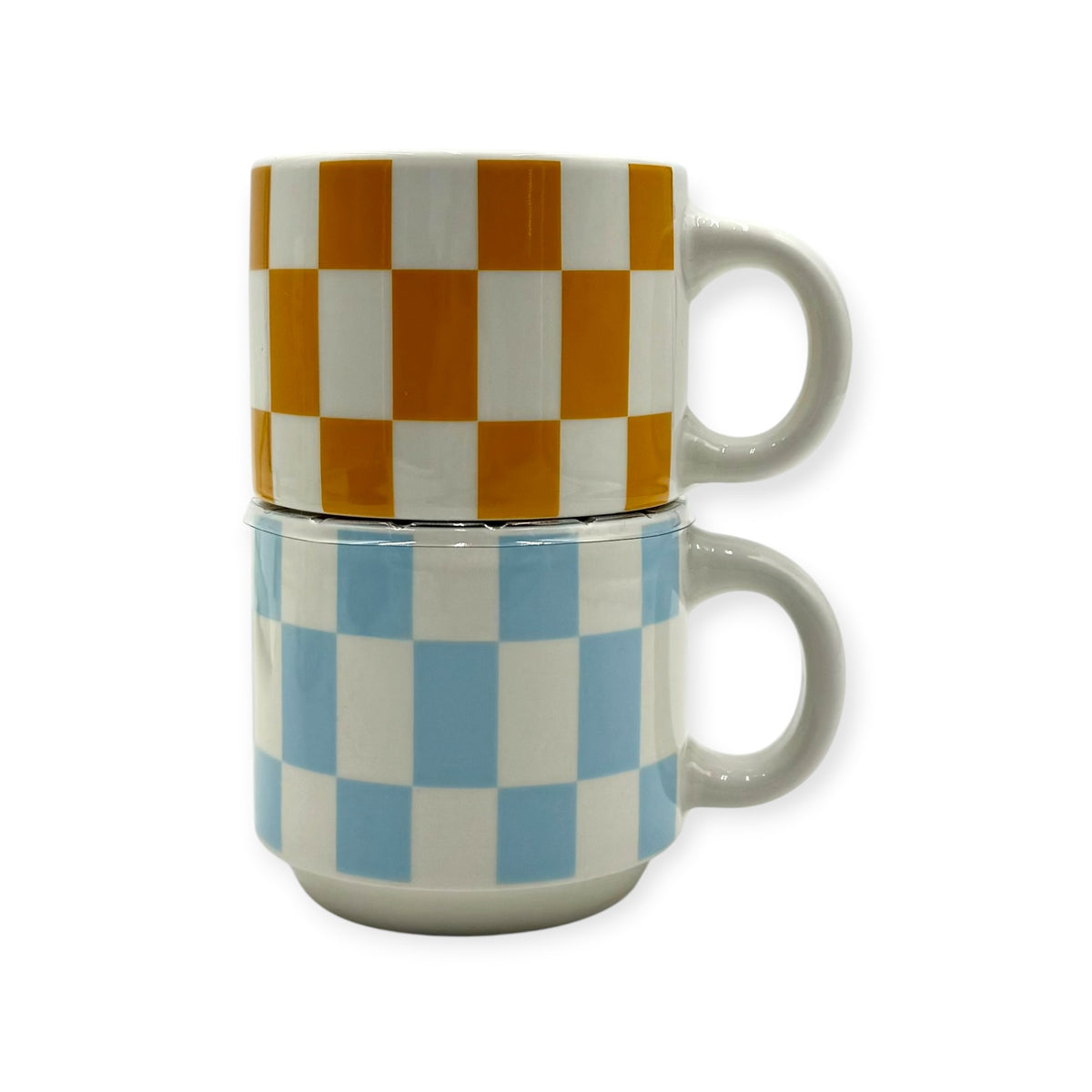 Set of 2 Gingham Mugs, Assorted Colors
