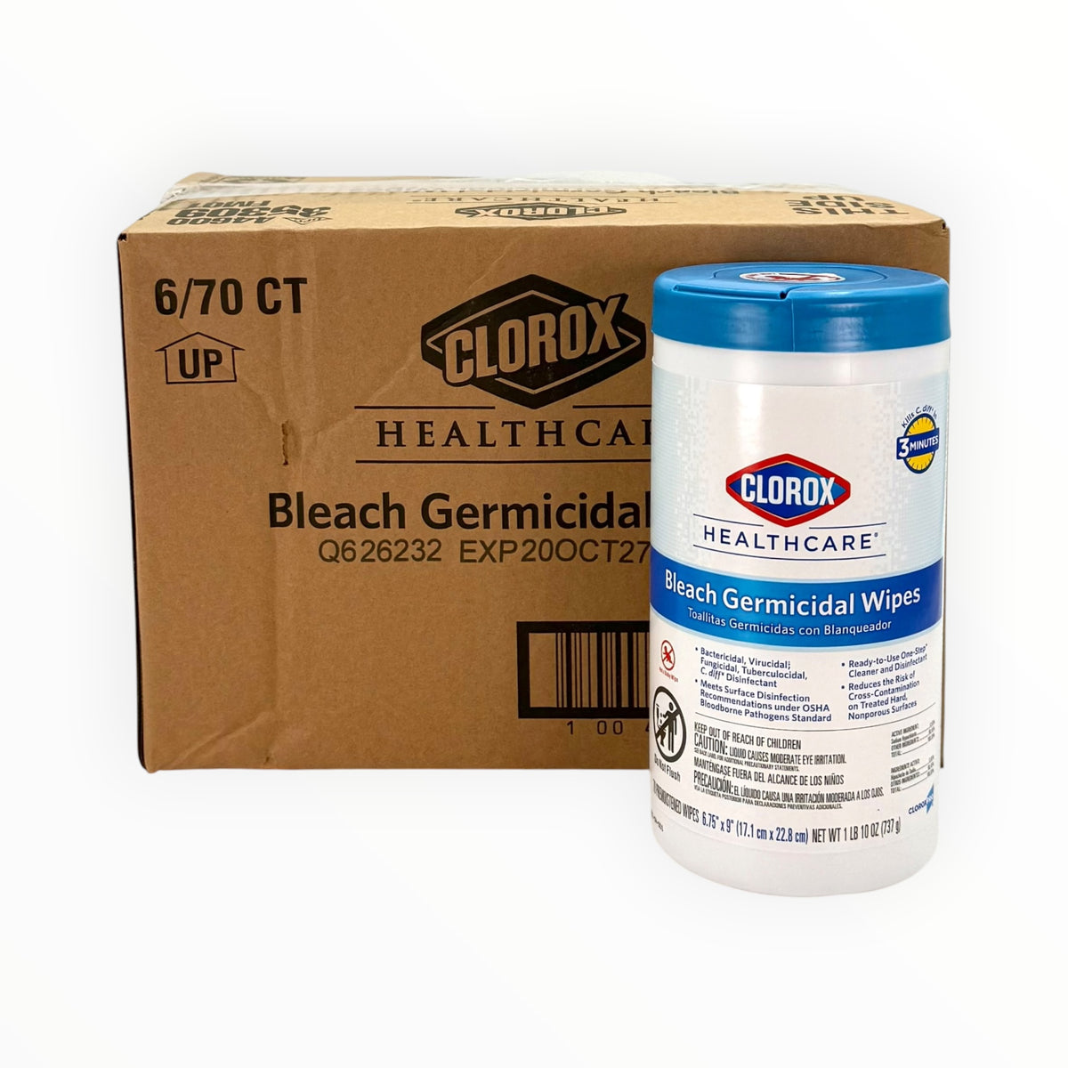Clorox Healthcare Bleach Germicidal Wipes - Case of 6 Canisters (420 Wipes)