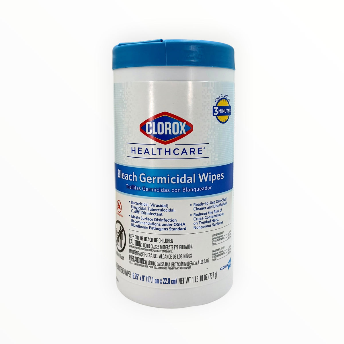 Clorox Healthcare Bleach Germicidal Wipes - Case of 6 Canisters (420 Wipes)