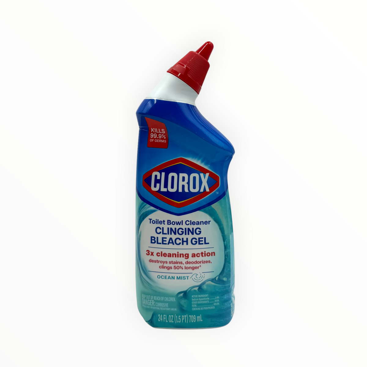 Clorox Clinging Bleach Gel Toilet Bowl Cleaner - 24 oz. Bottle, Case of 6 Bottles