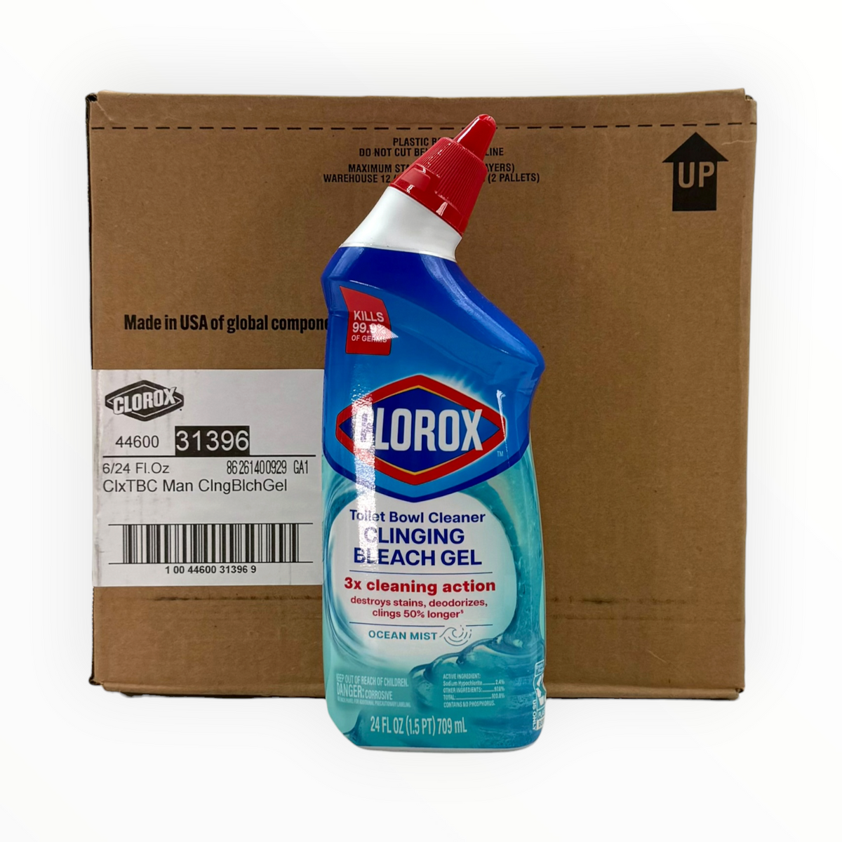 Clorox Clinging Bleach Gel Toilet Bowl Cleaner - 24 oz. Bottle, Case of 6 Bottles