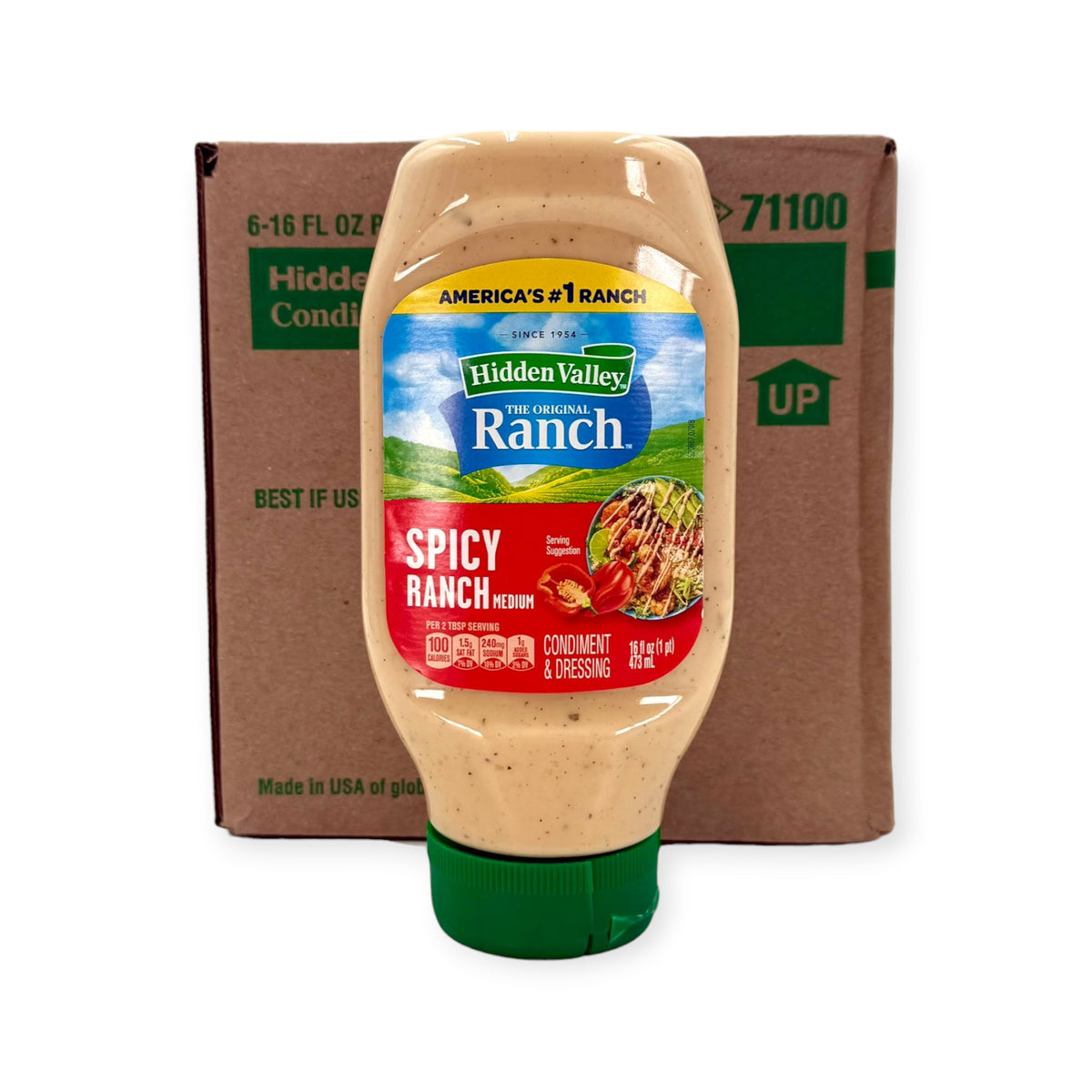 Hidden Valley Spicy Ranch Condiment & Dressing - 16 oz. Bottle, Case of 6 Bottles