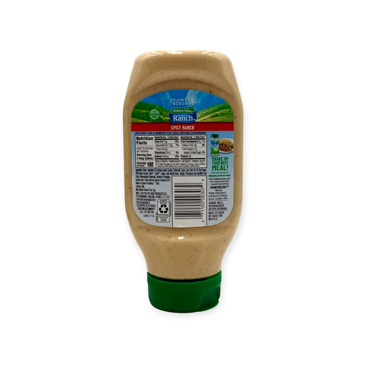 Hidden Valley Spicy Ranch Condiment & Dressing - 16 oz. Bottle, Case of 6 Bottles