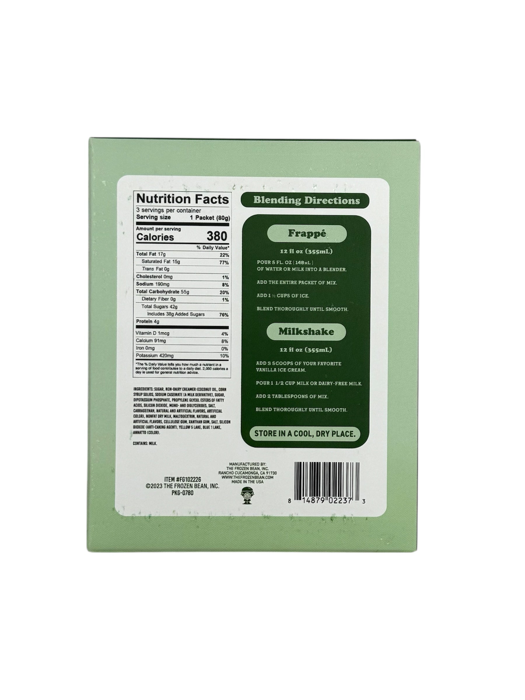 Frappe Drink Mix, Minty Shamrock Flavor - 4.2 oz. Carton, Case of 24 Cartons.