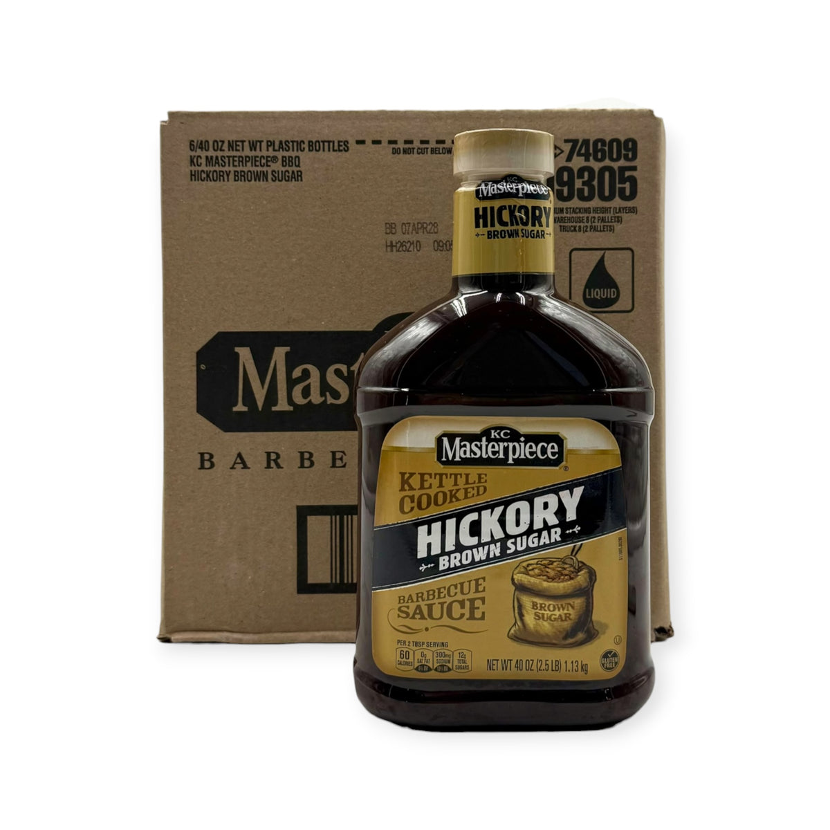 KC Masterpiece Hickory Brown Sugar Barbecue Sauce - 40 oz. Bottle, Case of 6 Bottles