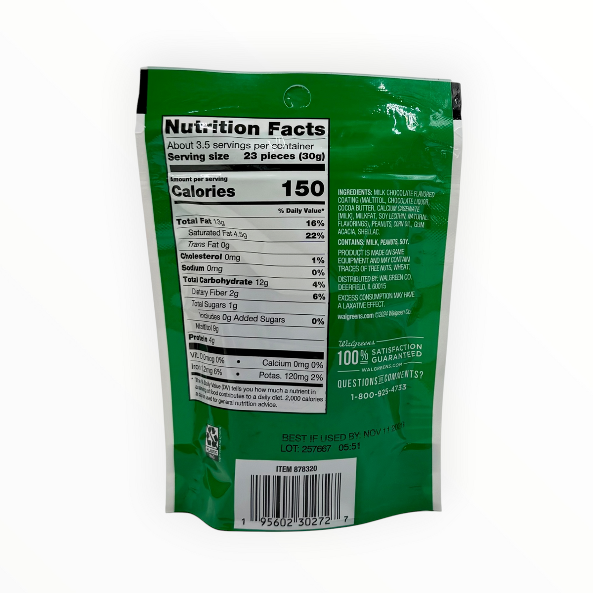 Chocolate Flavored Peanuts, No Sugar Added - 3.5 oz. Bag, Case of 24 Bags