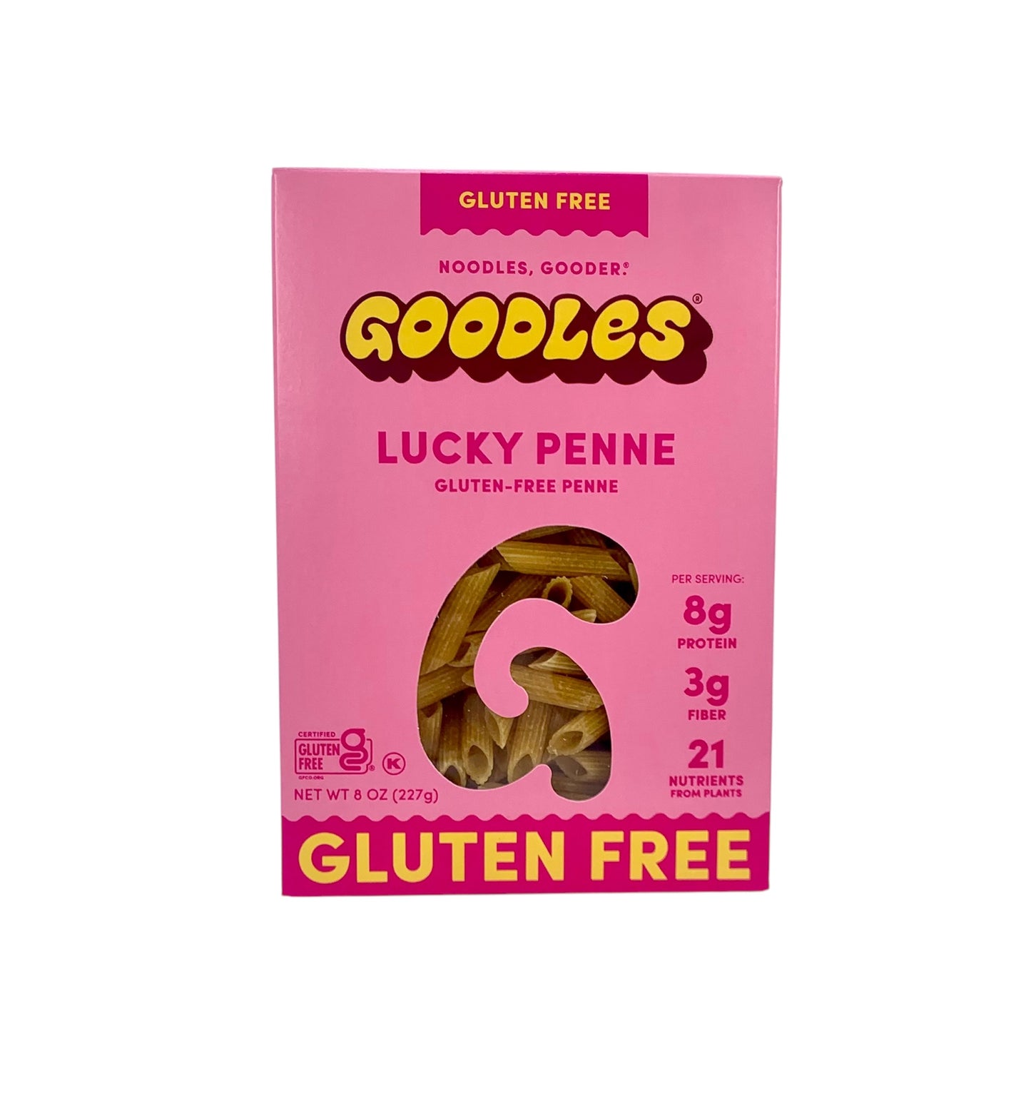 Goodles Gluten Free Lucky Penne Pasta - 8 oz box - Case of 12 Boxes