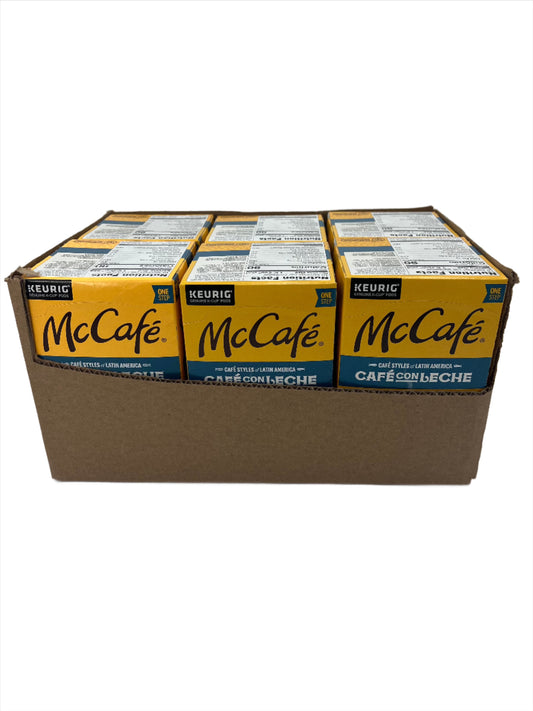 Coffee K-Cups/Pods, McCafe Cafe con Leche, Box of 10 pods- Case of 6 boxes