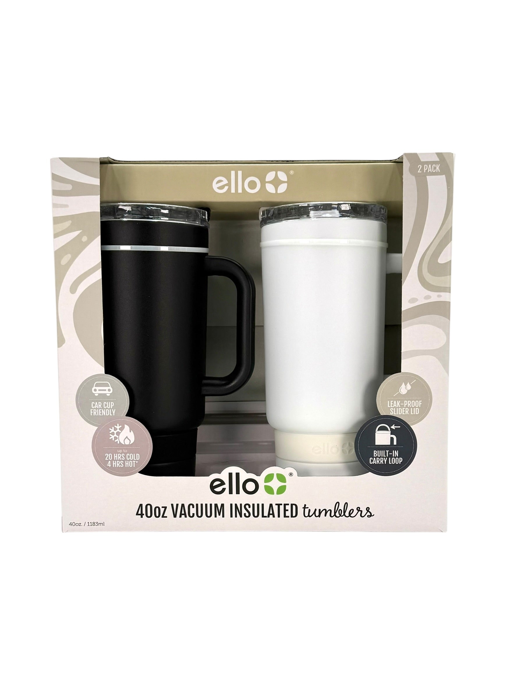 40 oz. Stainless Steel Tumbler with Handle, Ello Brand - Pack of 2