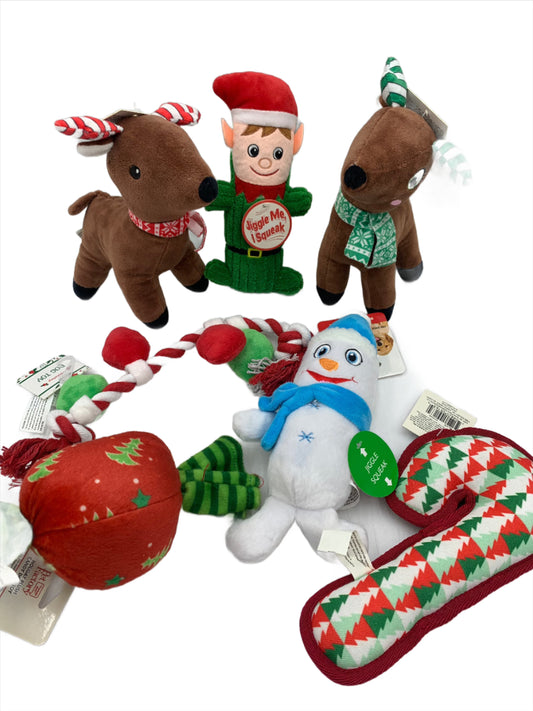 Dog Toys, Holiday-Themed Squeak Toys. Box of over 40+