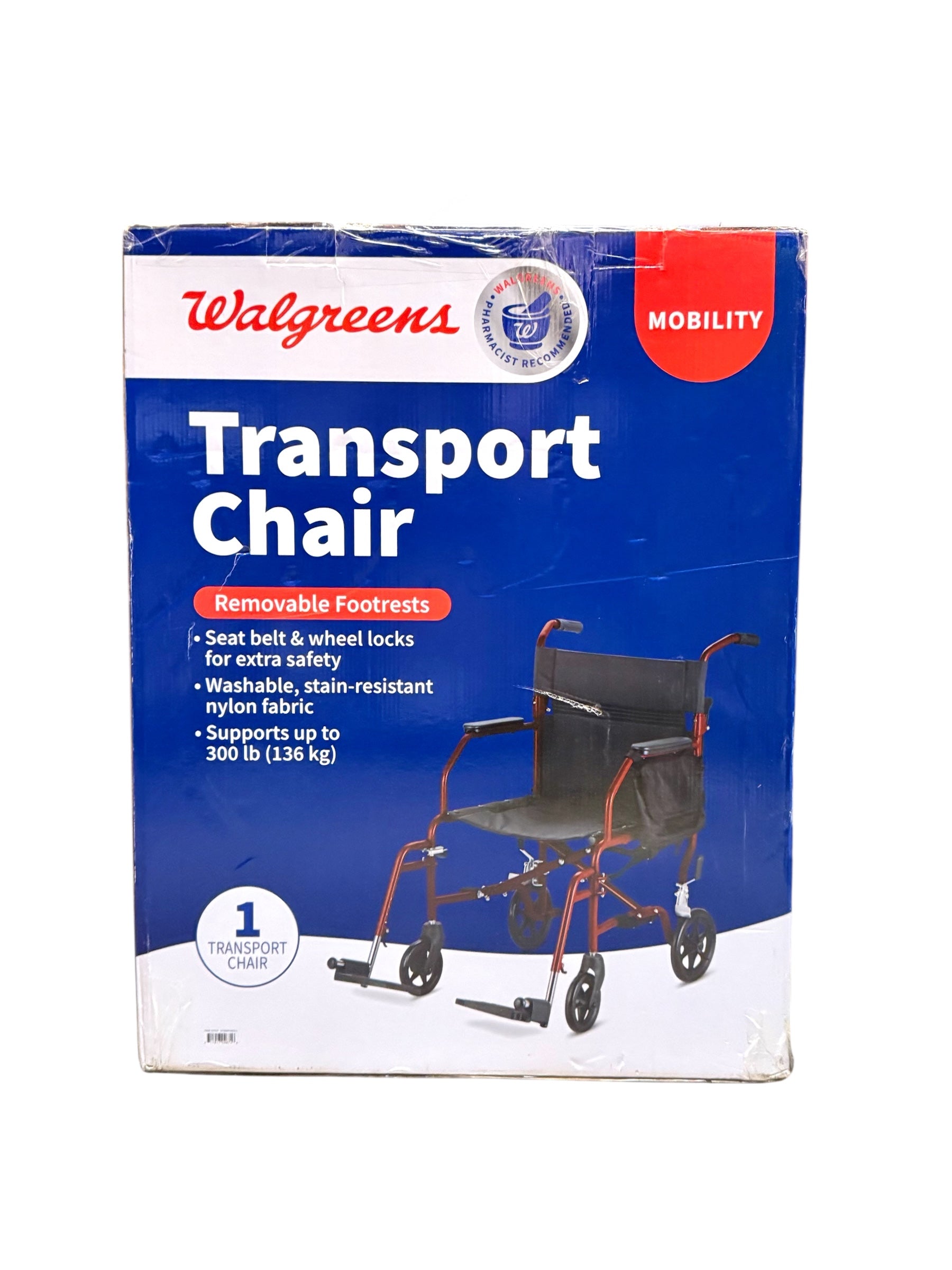 Transport Chair with Removable Footrests