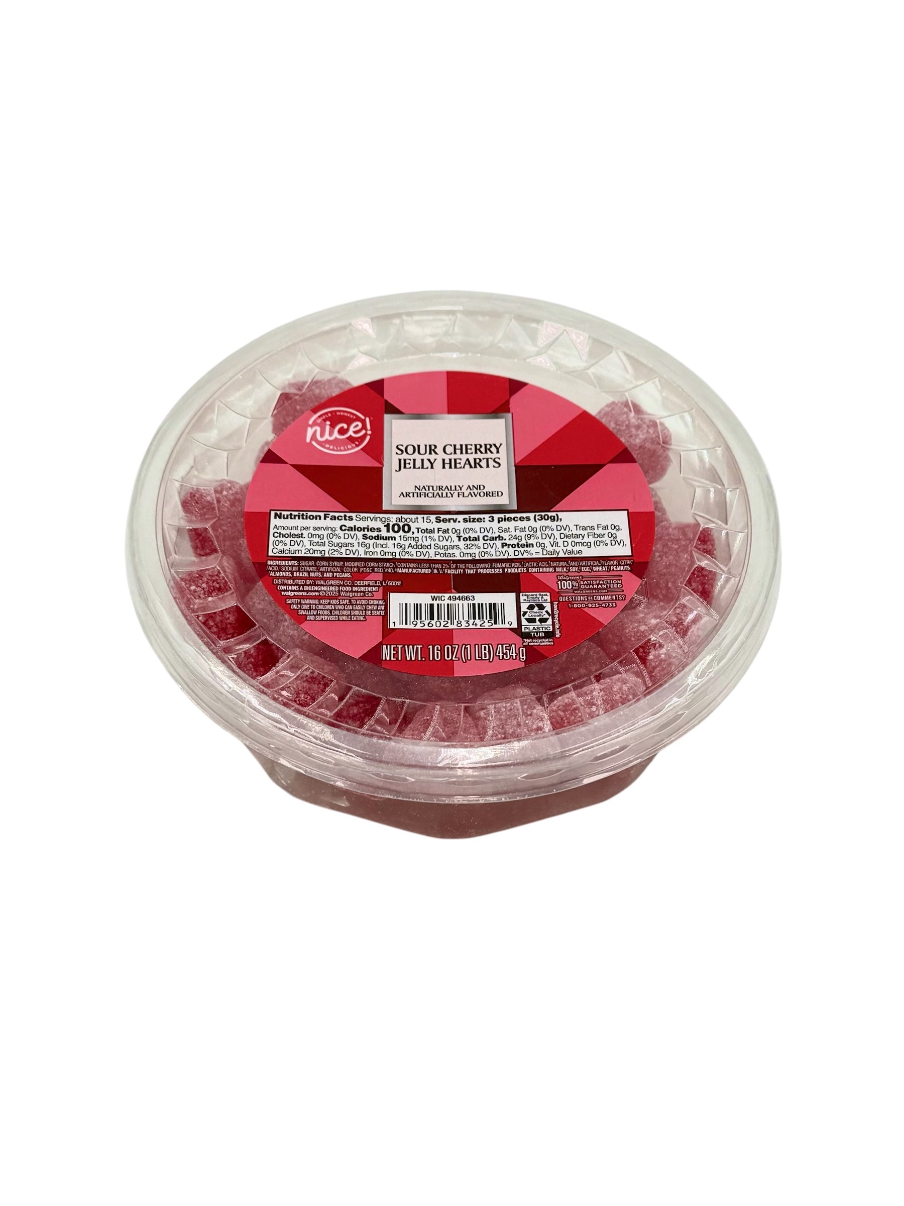 Sour Cherry Jelly Hearts, Nice! Brand, 16 oz.