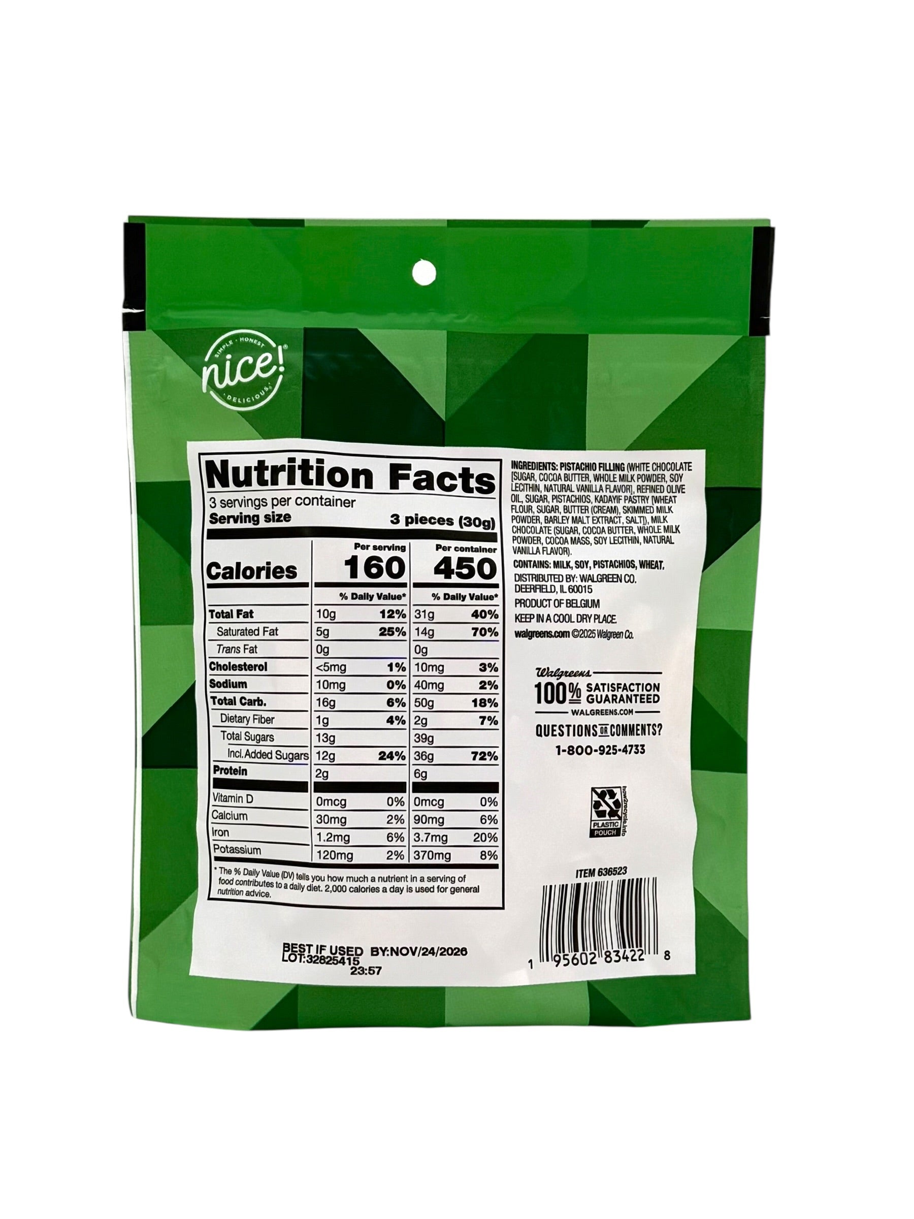Milk Chocolate Pistachio Bites, Dubai Style - 3.2 oz. Bag