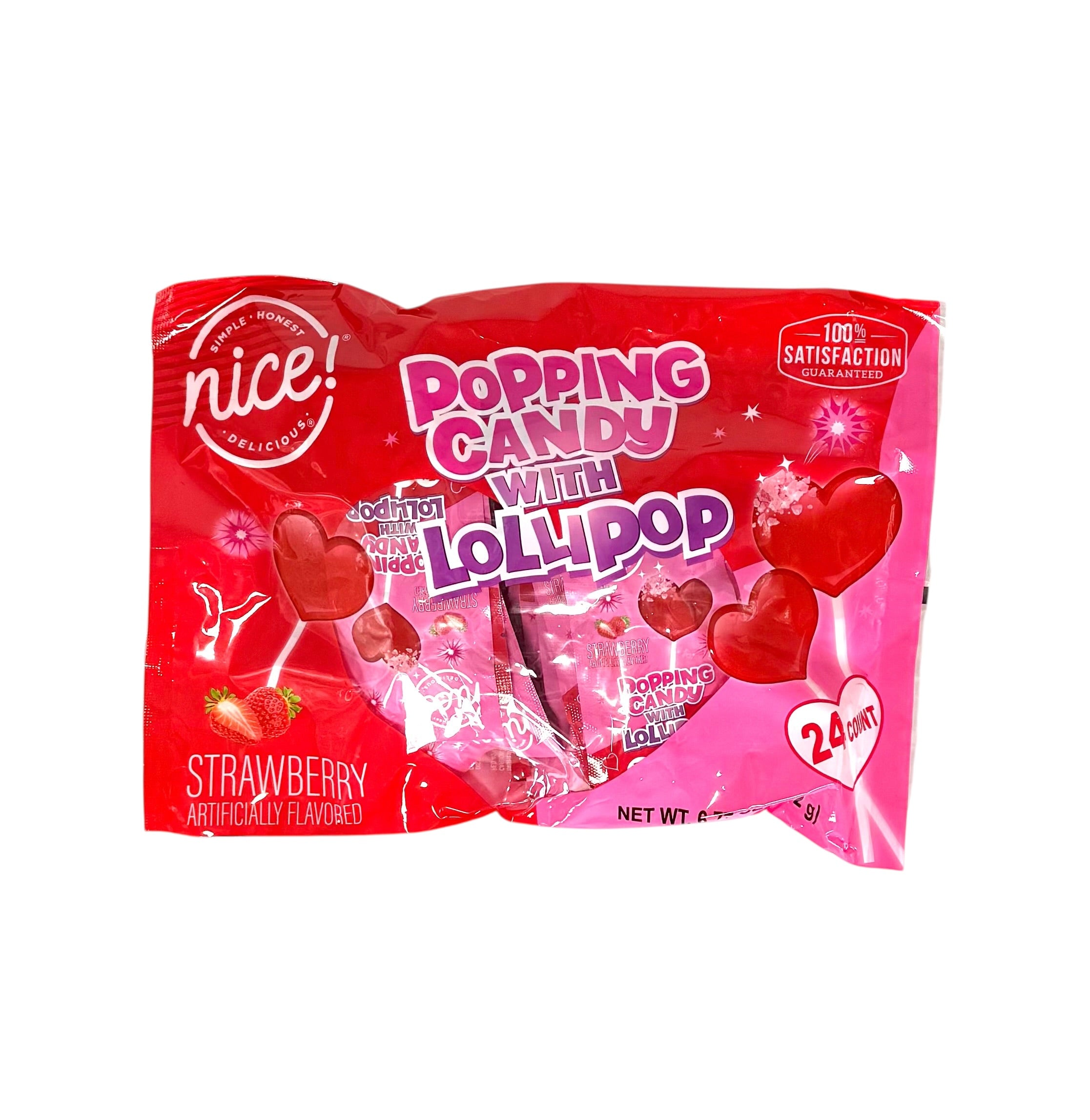Popping Candy with Lollipop Valentines,  24-Count Package (6.77 oz.)