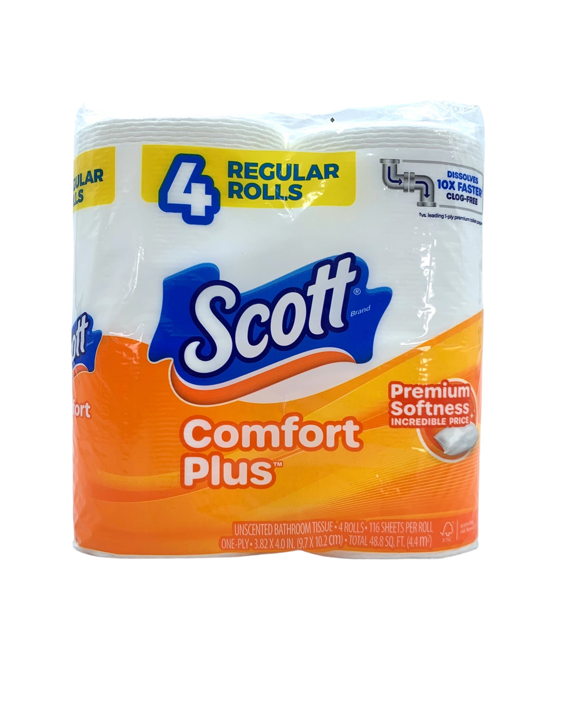 Scott Comfort Plus Toilet Paper, Case of 48 Rolls