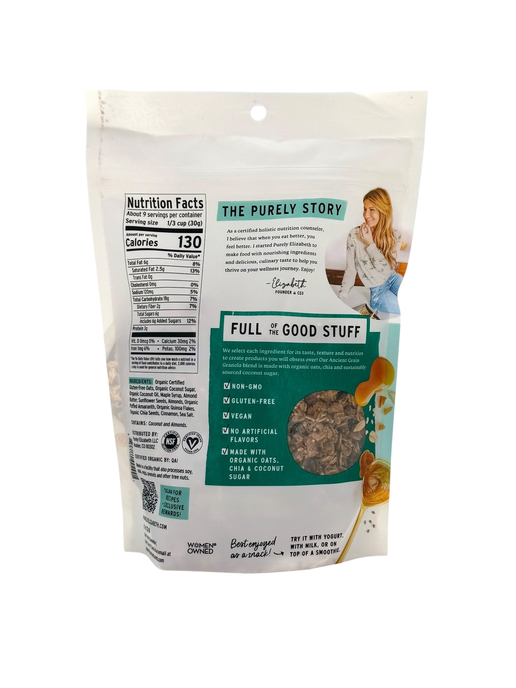 Maple Almond Butter Ancient Grain Granola, Purely Elizabeth - 10 oz Bag, Case of 6 Bags