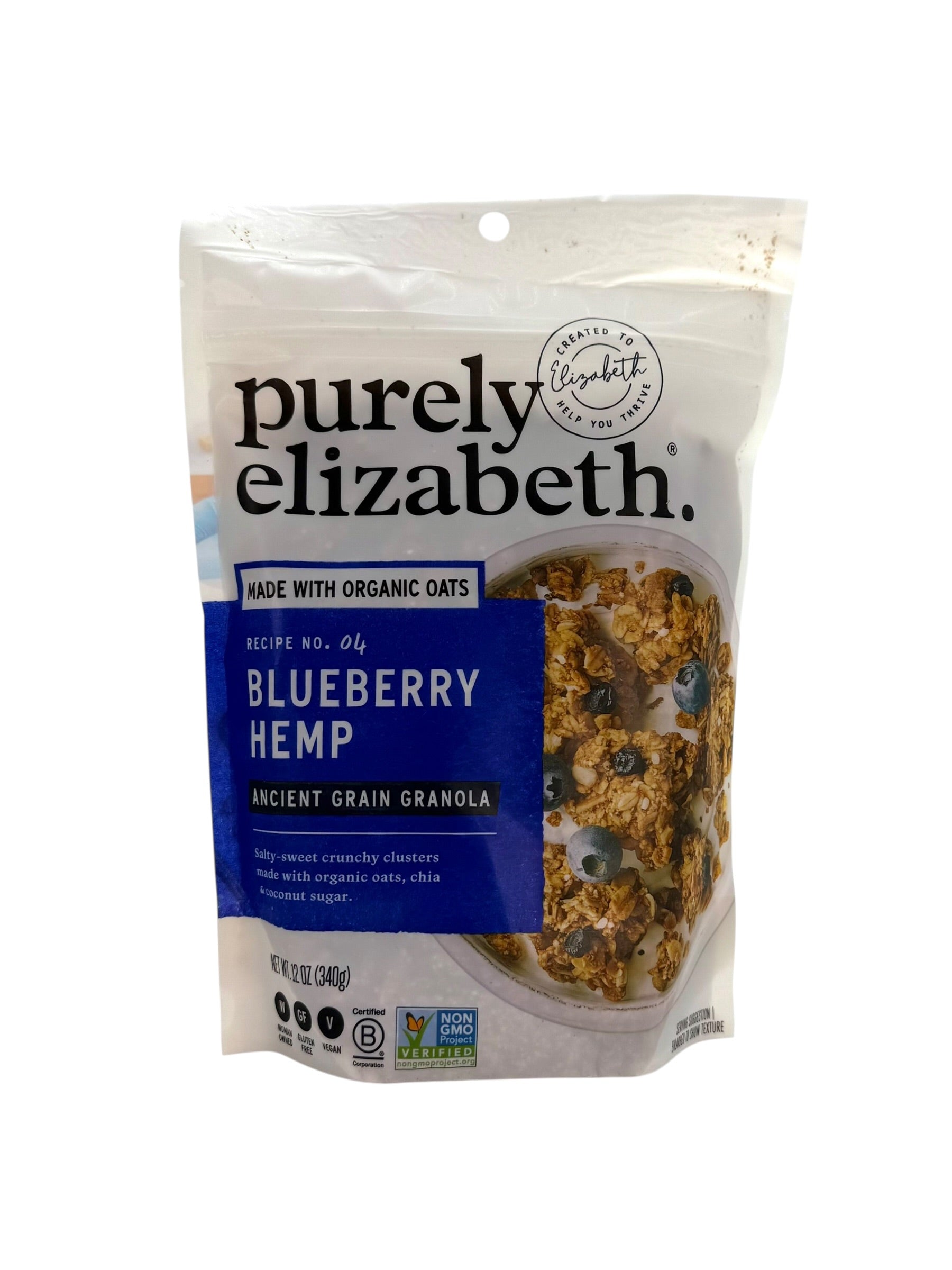 Blueberry Hemp Ancient Grain Granola, Purely Elizabeth - 10 oz Bag, Case of 6 Bags