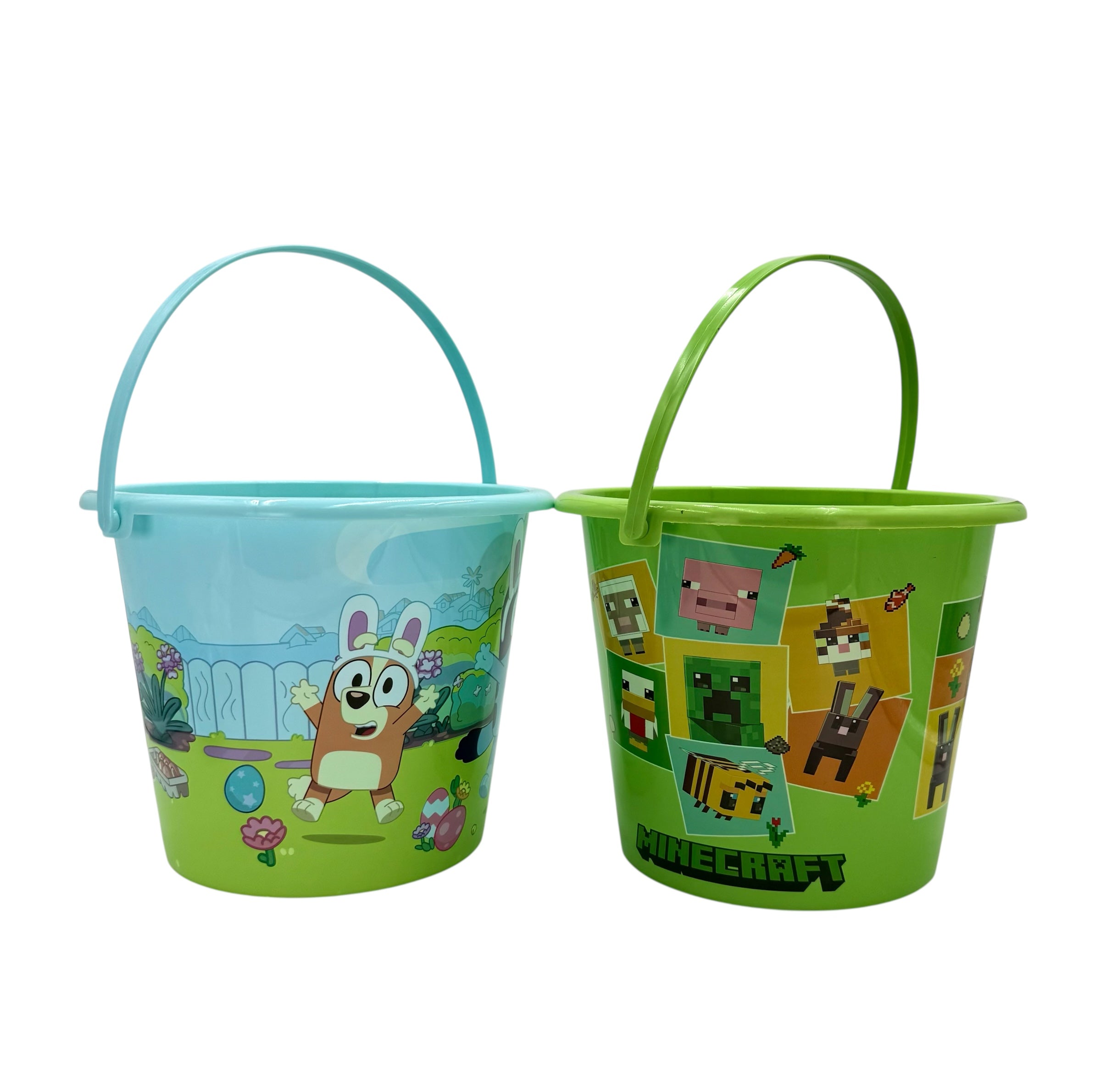 Plastic Bucket with Handle, Assorted Minecraft & Bluey Styles