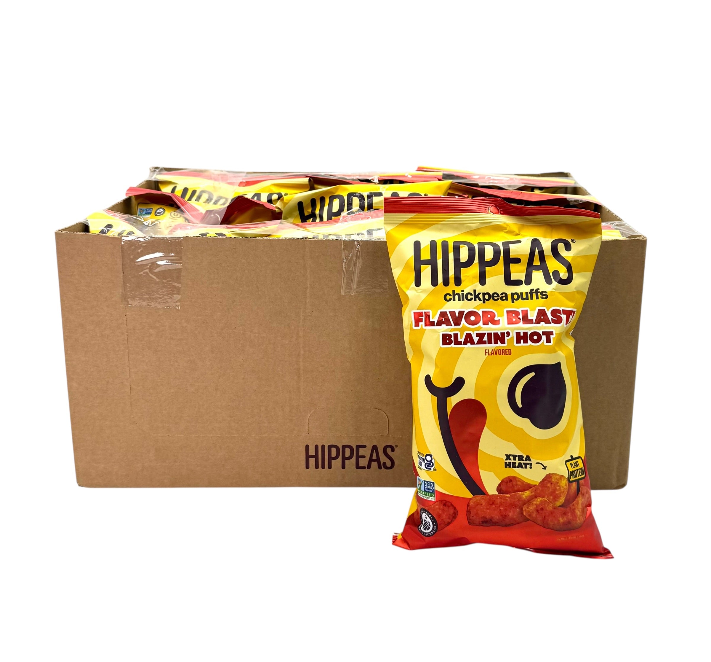 Hippeas Chickpea Puffs, Blazin' Hot - 3.75 oz. Bag, Case of 12 Bags