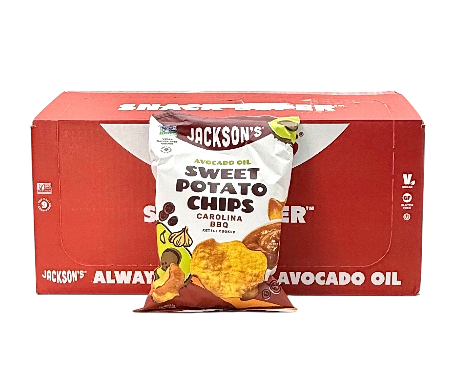 Jackson's Sweet Potato Chips, Carolina BBQ - 5 oz. Bag, Case of 12 Bags