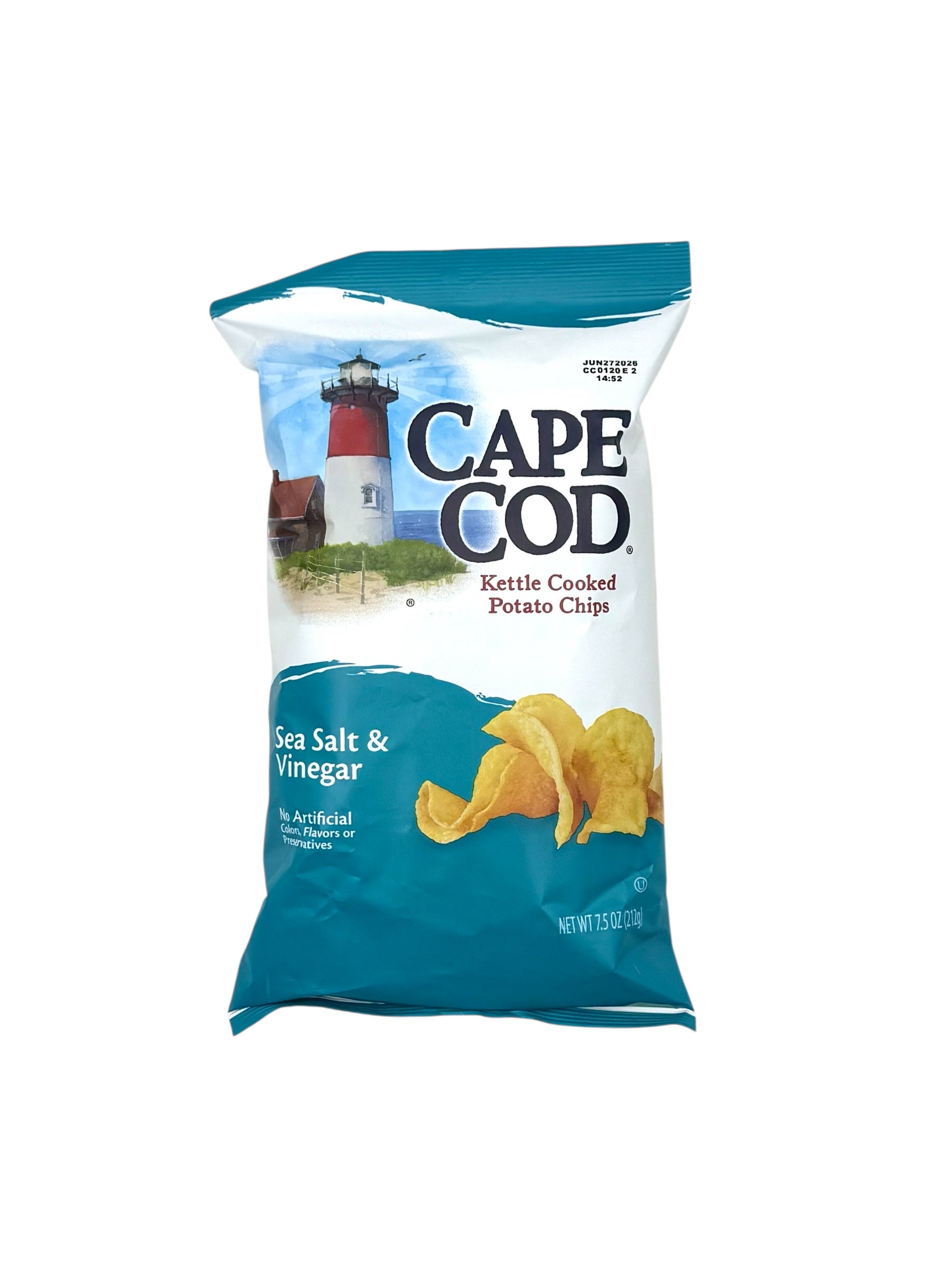 Cape Cod Kettle Cooked Potato Chips, Sea Salt & Vinegar - 7.5 oz Bag, Case of 12 Bags