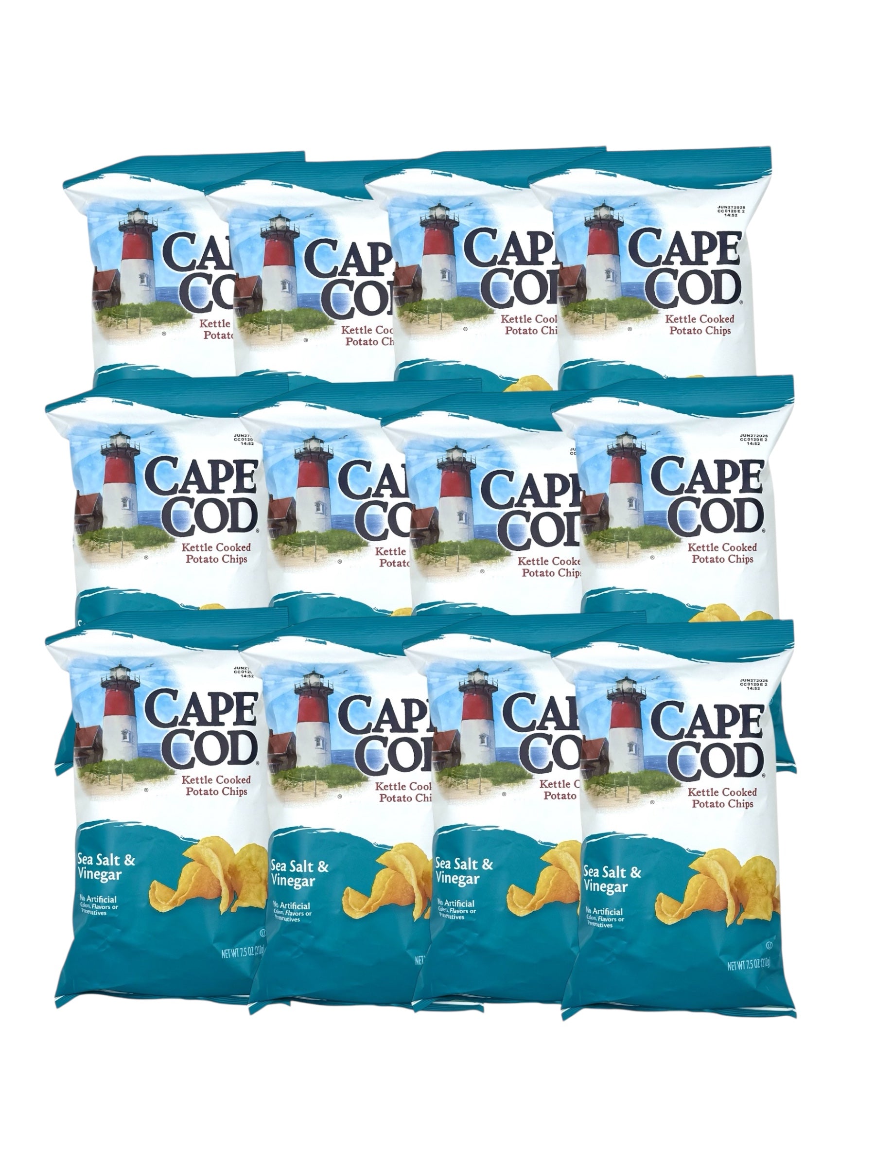 Cape Cod Kettle Cooked Potato Chips, Sea Salt & Vinegar - 7.5 oz Bag, Case of 12 Bags