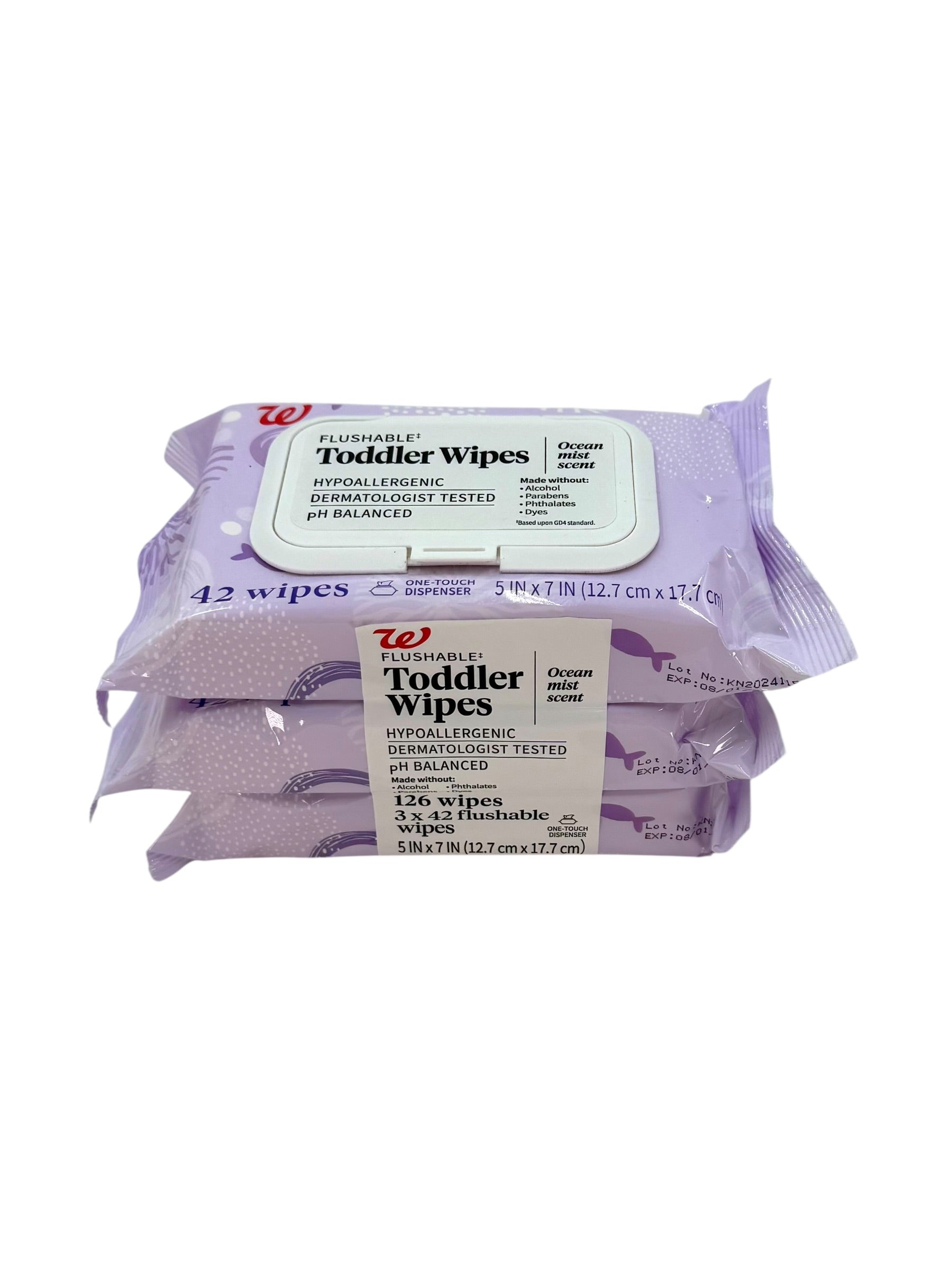 Flushable Toddler Wipes, Pack of 42 Wipes - Bundle of 3 Packs