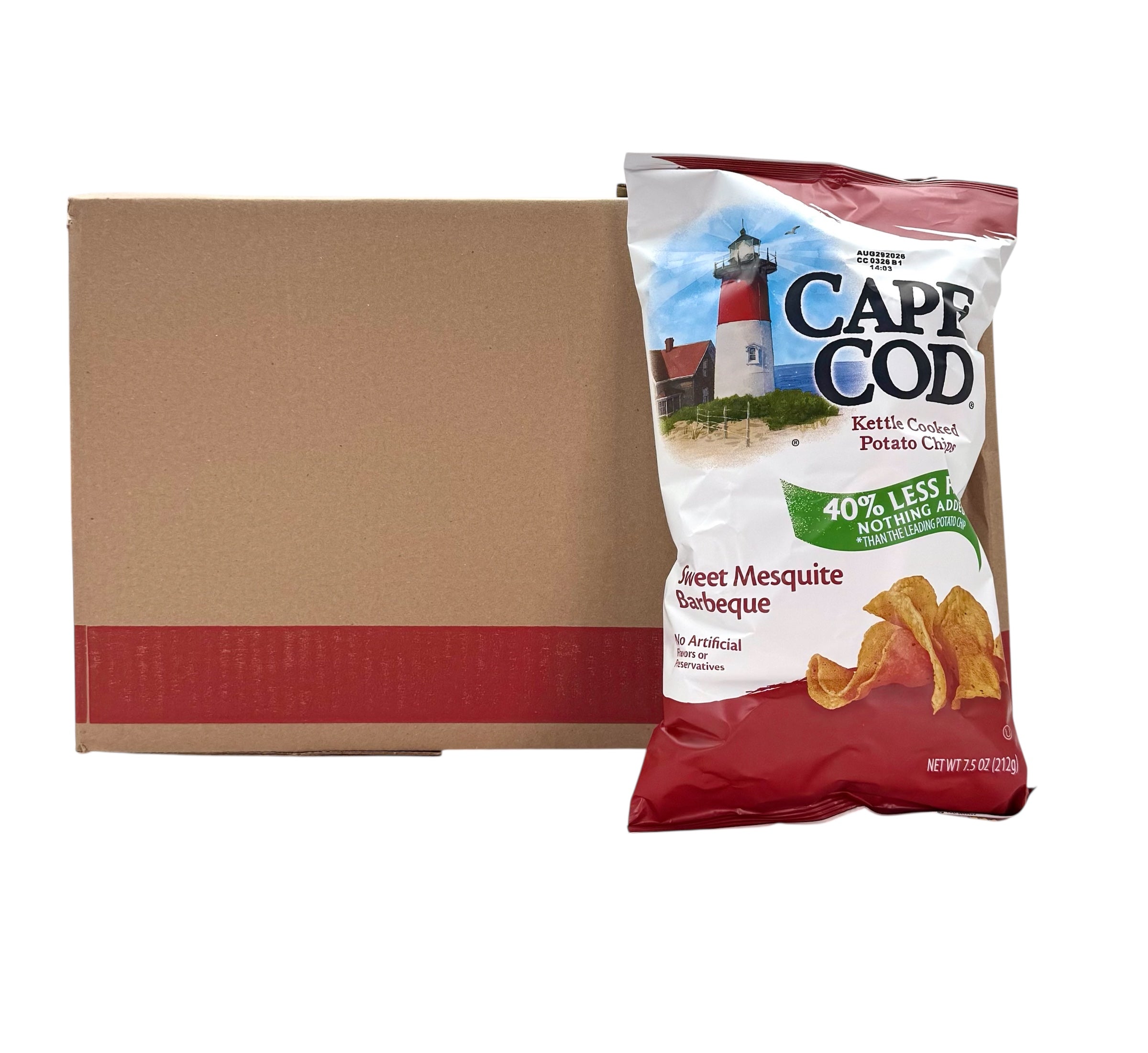 Cape Cod Kettle Cooked Potato Chips, Sweet Mesquite Barbecue - 7.5 oz Bag, Case of 12 Bags