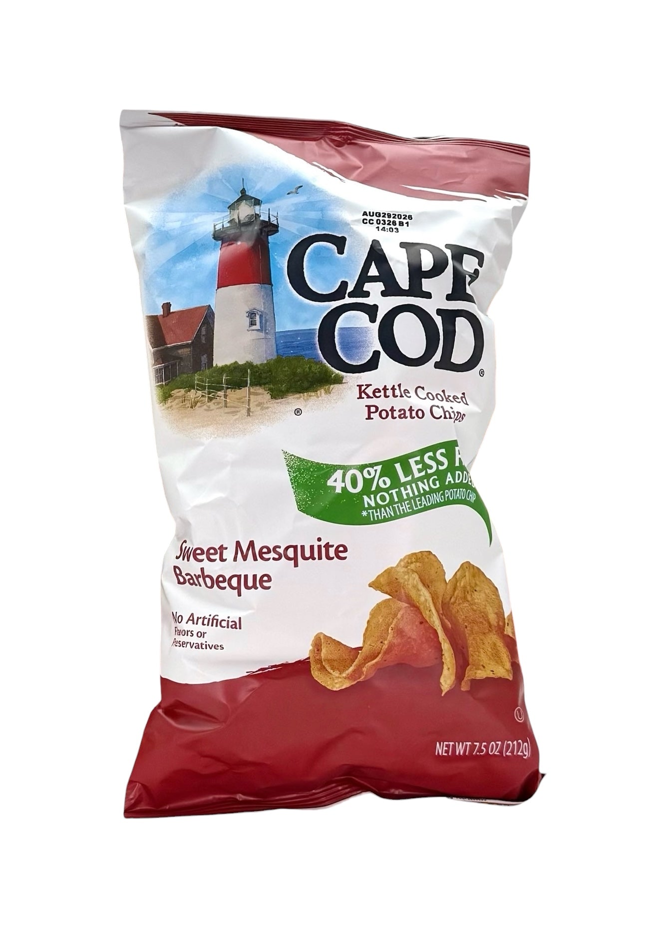 Cape Cod Kettle Cooked Potato Chips, Sweet Mesquite Barbecue - 7.5 oz Bag, Case of 12 Bags