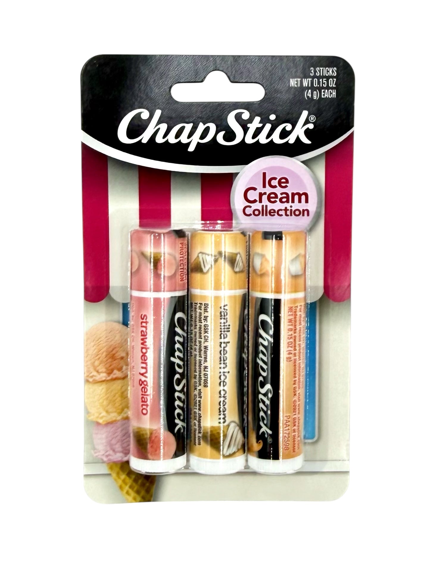 ChapStick Ice Cream Collection Lip Balm, Pack of 3 Sticks