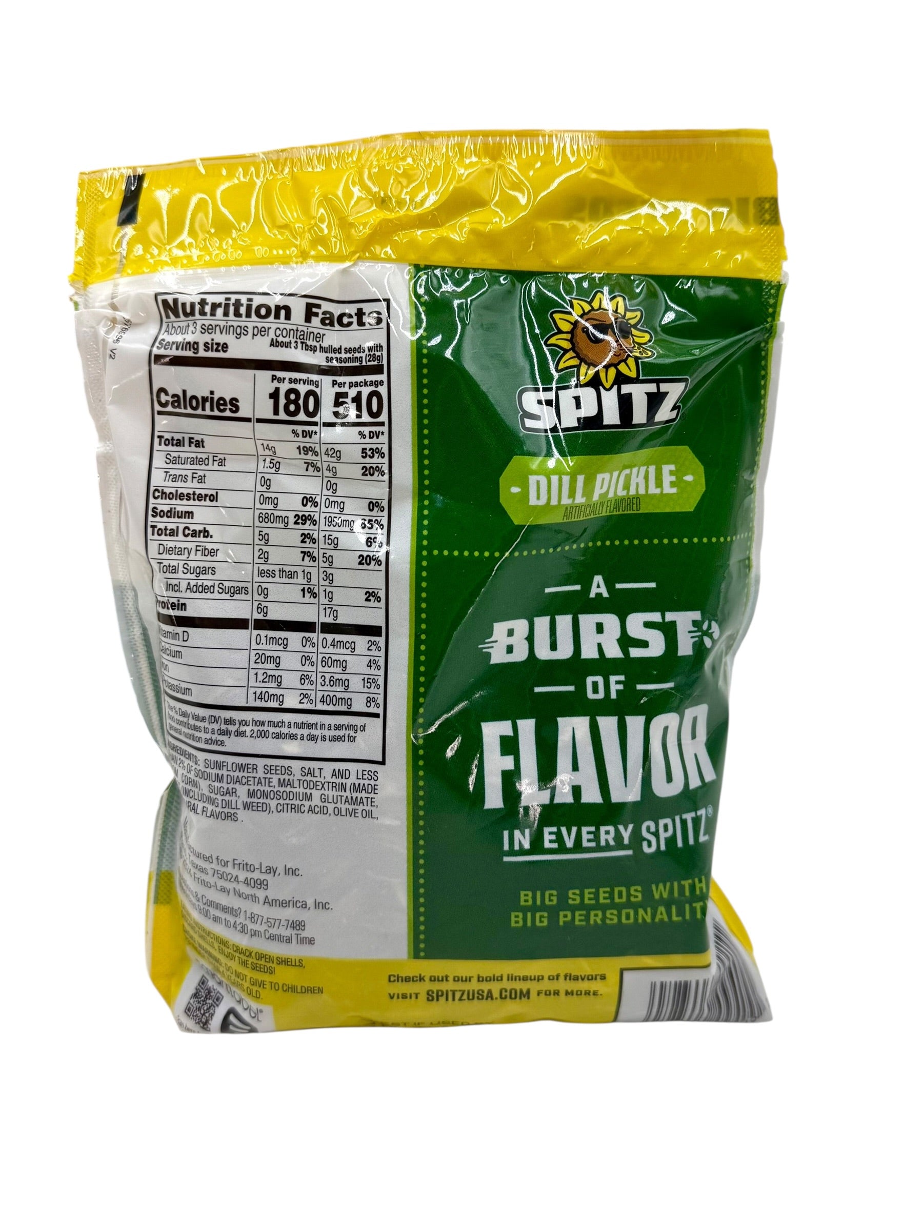 Spitz Sunflower Seeds, Dill Pickle Flavor - 6 oz. Bag, Case of 9 Bags