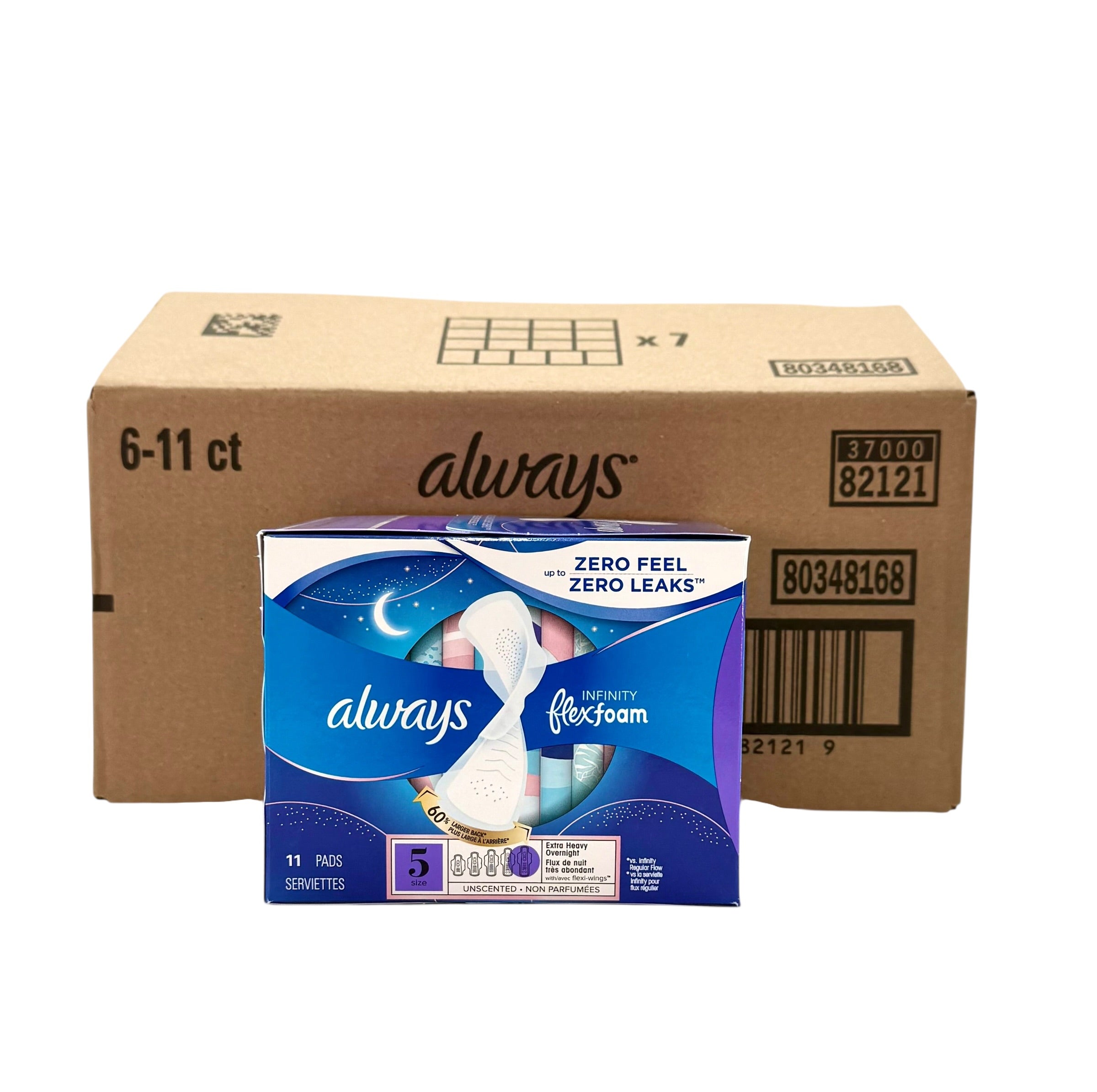 Always Infinity Flexfoam Pads, Size 5 - Pack of 11 Pads, Case of 6 Packs