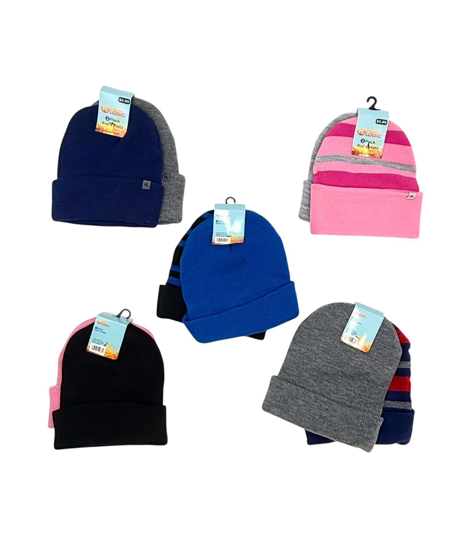 Kid's Winter Hats, Heat Logic Brand - Pack of 2