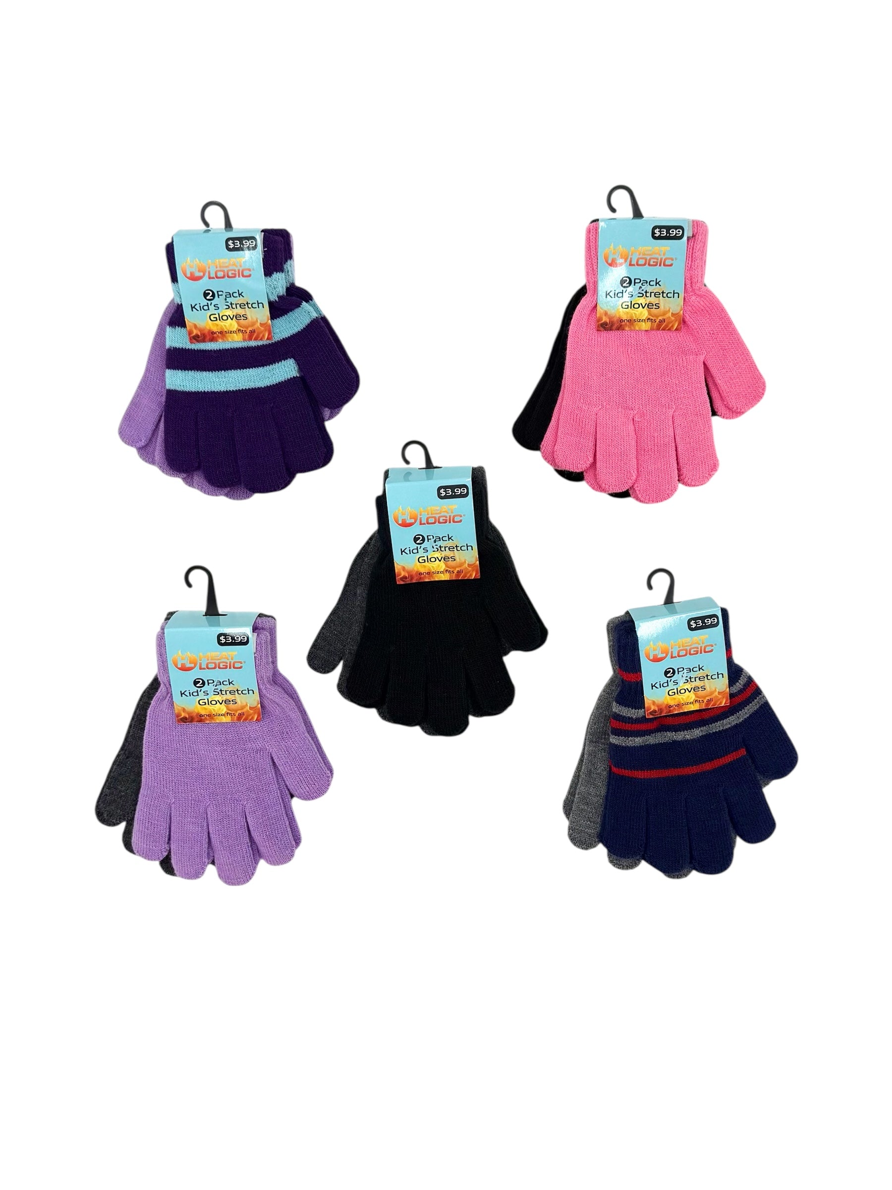 Kid's Stretch Gloves, Heat Logic Brand - Pack of 2