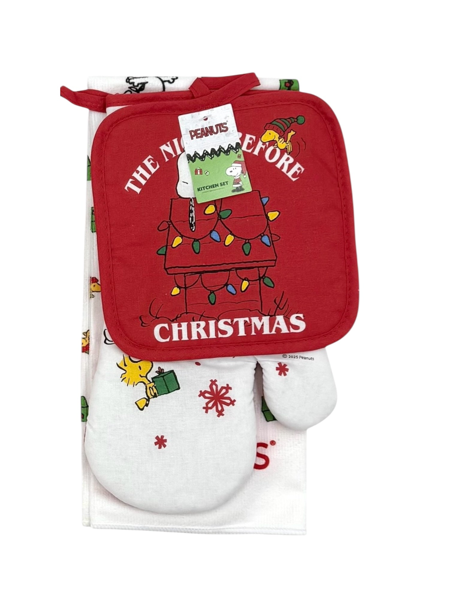 Peanuts Christmas Kitchen Set, Towel, Oven Mitt & Potholder
