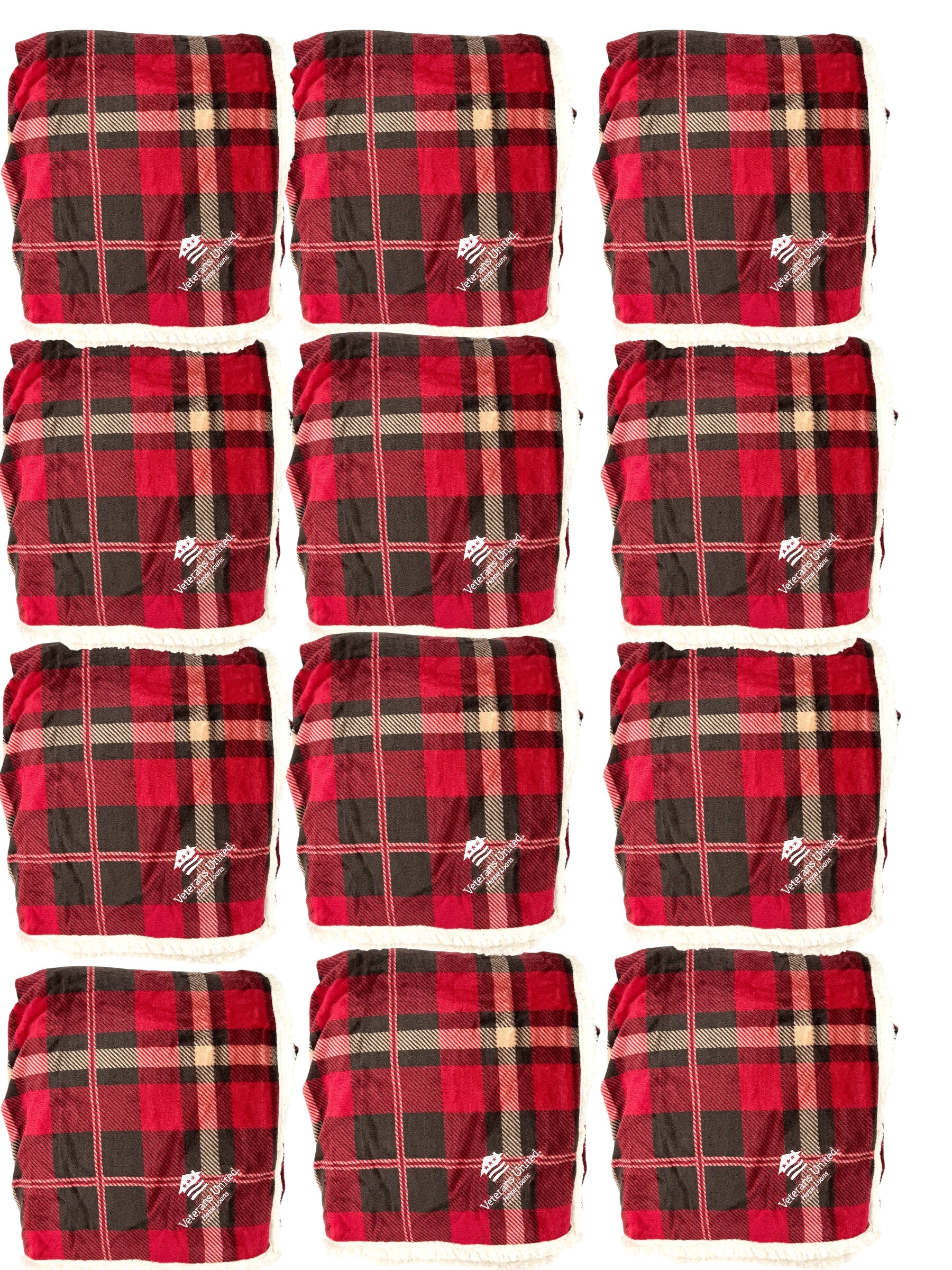 Lambswool Microsherpa Throw Blanket, Red Plaid - Case of 12 Blankets